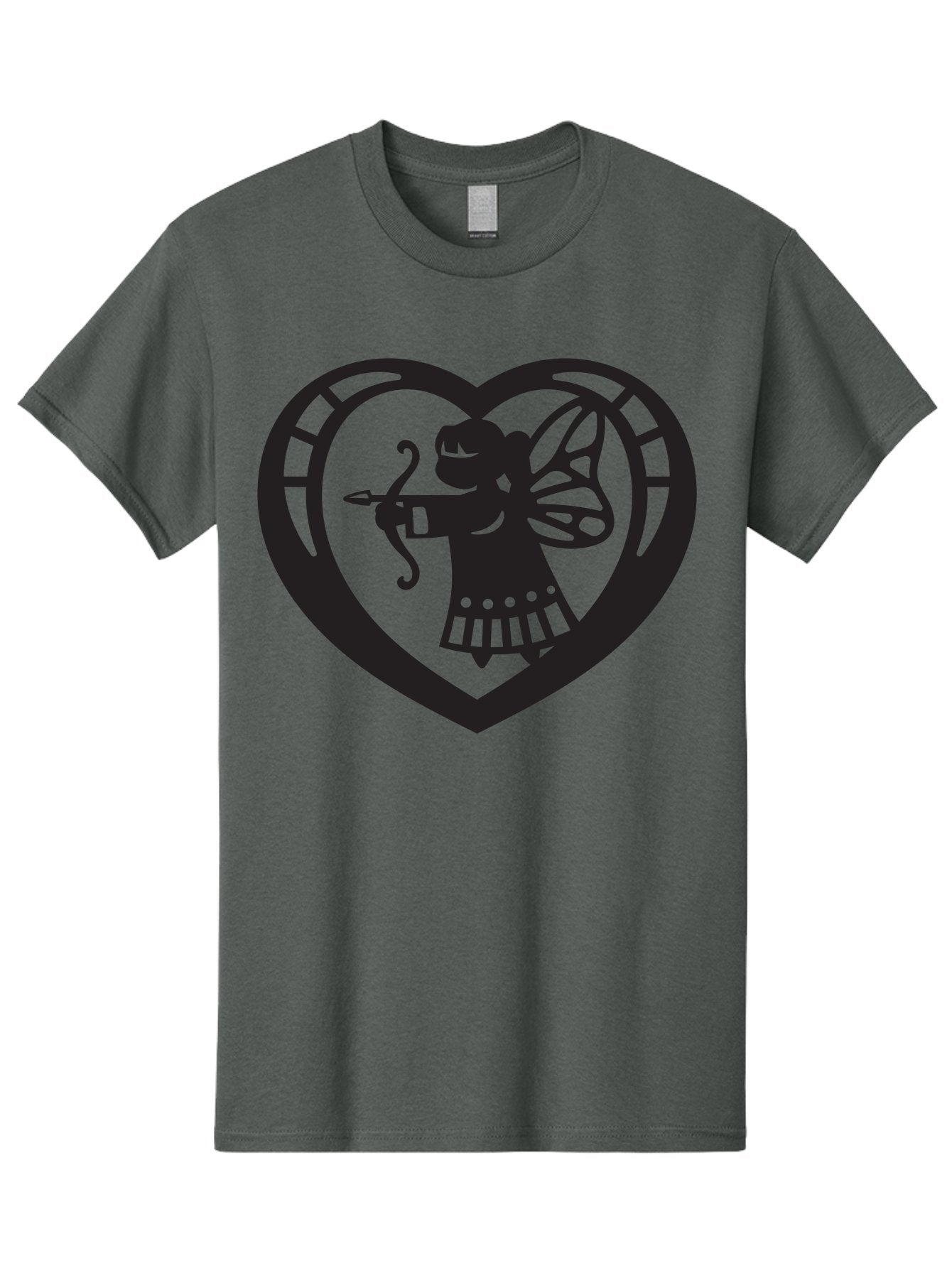 Cupid-1 Men'S Graphic Tee, 100% Cotton, Comfortable Casual Summer Wear, Machine Washable, Cupid Silhouette, Cupid With Bow And Arrow, Heart Shape, Valentines Day Symbol, Love Icon, Cherub Figure, Winged Character, Romantic Emblem, Aab261 14