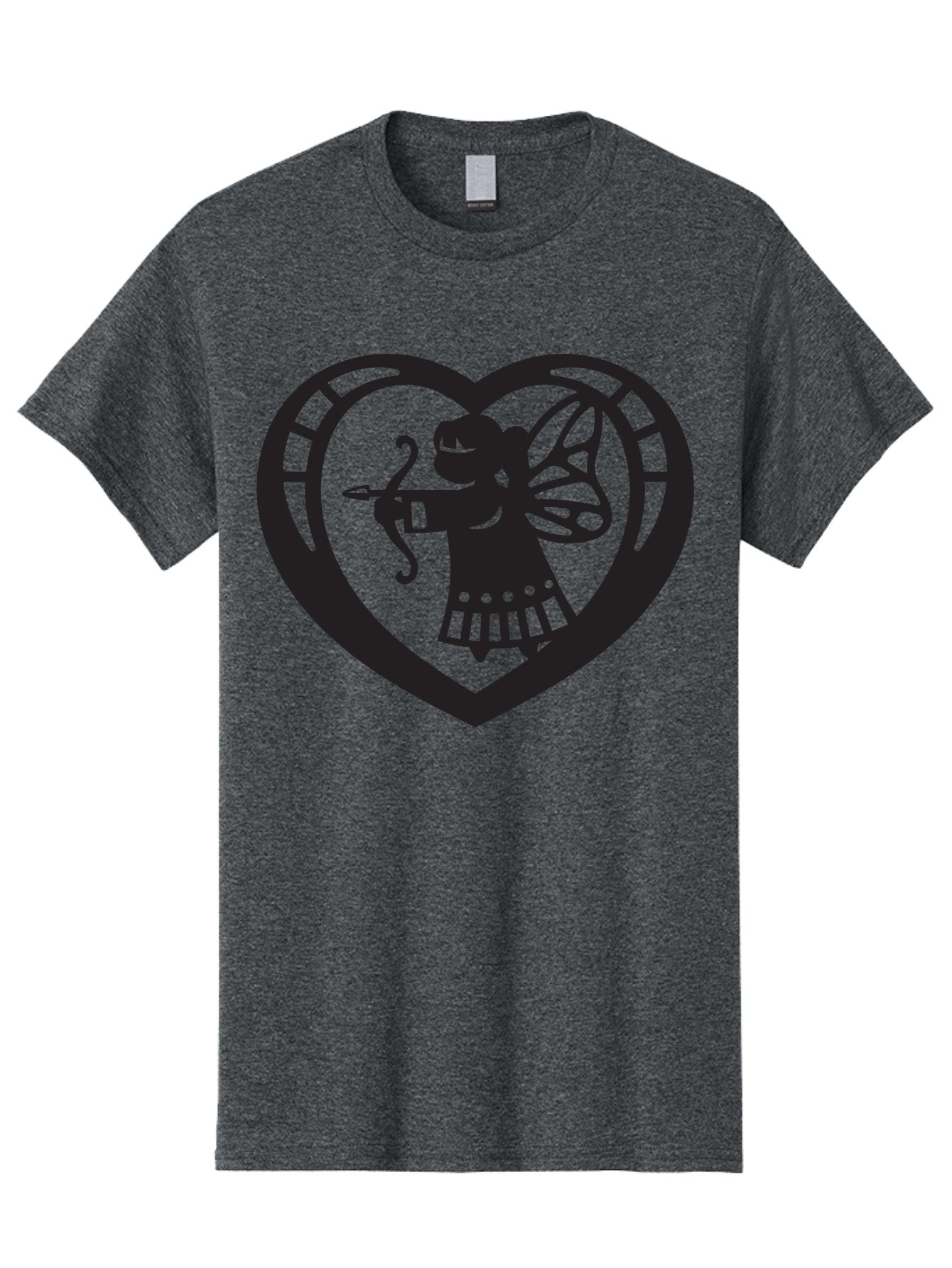 Cupid-1 Men'S Graphic Tee, 100% Cotton, Comfortable Casual Summer Wear, Machine Washable, Cupid Silhouette, Cupid With Bow And Arrow, Heart Shape, Valentines Day Symbol, Love Icon, Cherub Figure, Winged Character, Romantic Emblem, Aab261 8