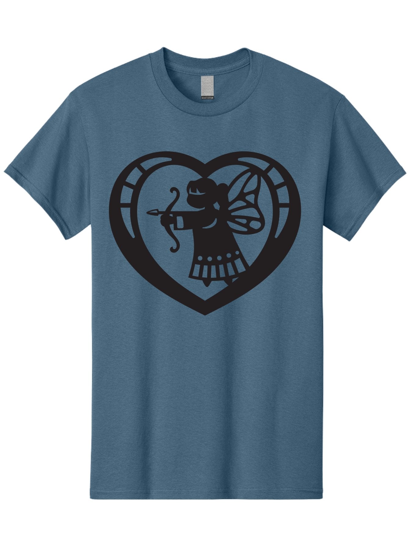 Cupid-1 Men'S Graphic Tee, 100% Cotton, Comfortable Casual Summer Wear, Machine Washable, Cupid Silhouette, Cupid With Bow And Arrow, Heart Shape, Valentines Day Symbol, Love Icon, Cherub Figure, Winged Character, Romantic Emblem, Aab261 13