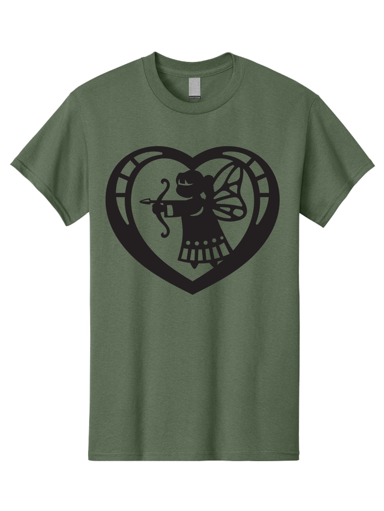 Cupid-1 Men'S Graphic Tee, 100% Cotton, Comfortable Casual Summer Wear, Machine Washable, Cupid Silhouette, Cupid With Bow And Arrow, Heart Shape, Valentines Day Symbol, Love Icon, Cherub Figure, Winged Character, Romantic Emblem, Aab261 9