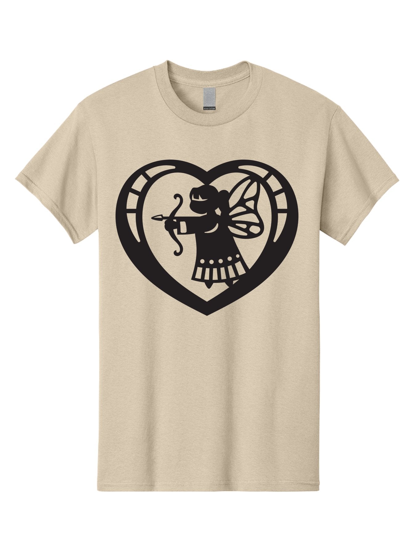 Cupid-1 Men'S Graphic Tee, 100% Cotton, Comfortable Casual Summer Wear, Machine Washable, Cupid Silhouette, Cupid With Bow And Arrow, Heart Shape, Valentines Day Symbol, Love Icon, Cherub Figure, Winged Character, Romantic Emblem, Aab261 7