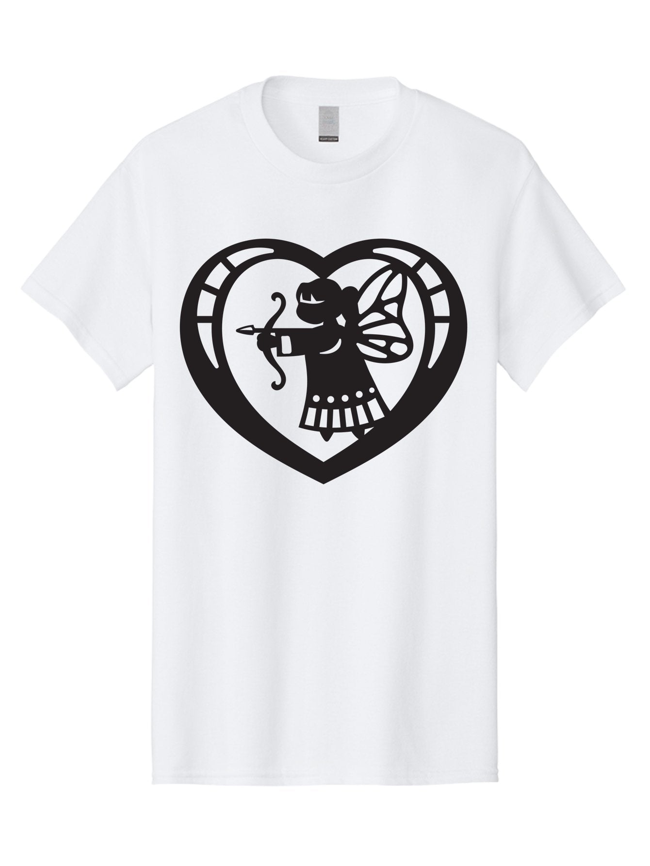 Cupid-1 Men'S Graphic Tee, 100% Cotton, Comfortable Casual Summer Wear, Machine Washable, Cupid Silhouette, Cupid With Bow And Arrow, Heart Shape, Valentines Day Symbol, Love Icon, Cherub Figure, Winged Character, Romantic Emblem, Aab261 5