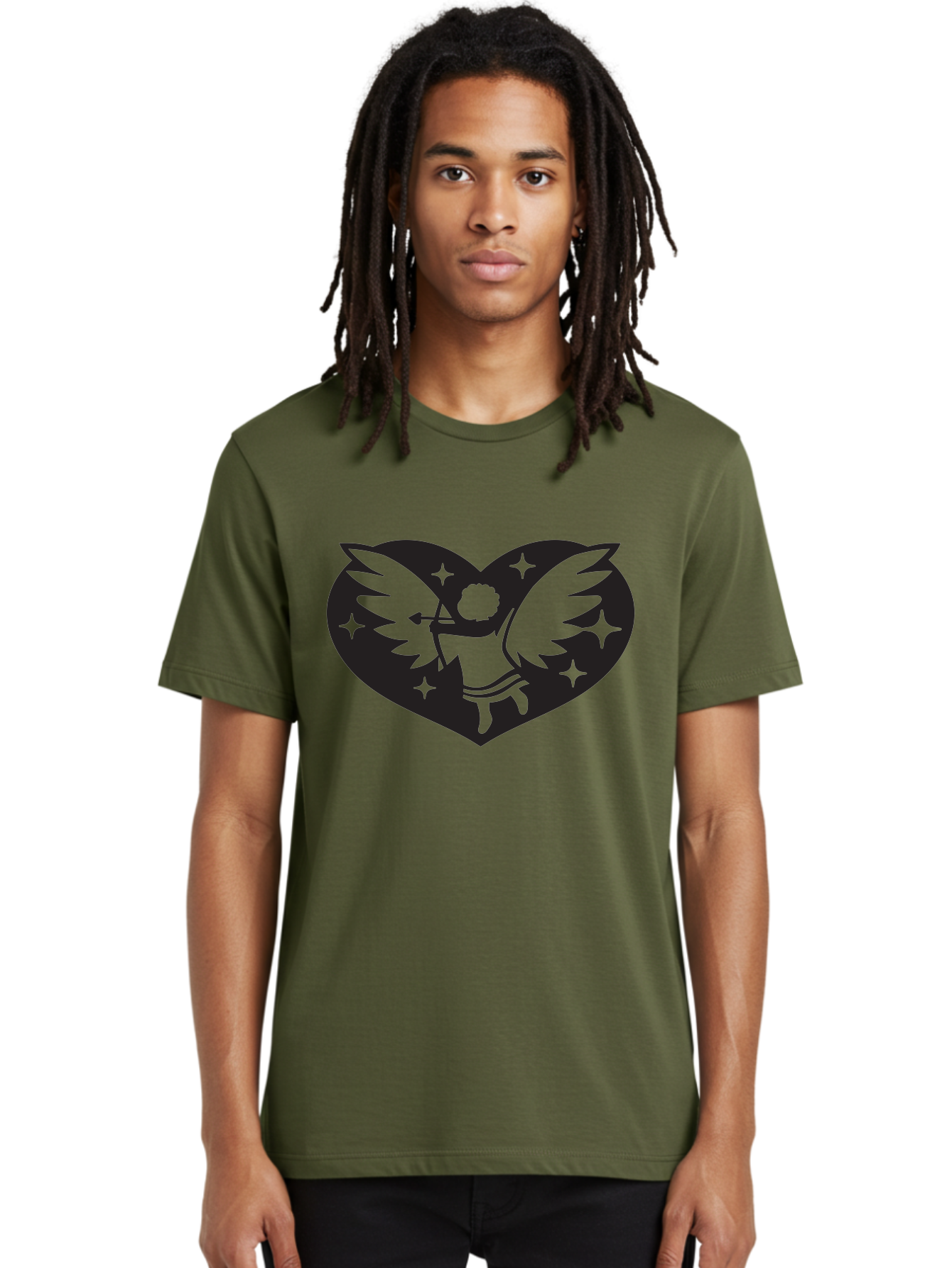 Cupid-Heart Men'S Graphic Tee, 100% Cotton, Comfortable Casual Summer Wear, Machine Washable, Cupid With Bow And Arrow, Heart Shape, Winged Cherub, Love Symbol, Valentines Day, Romance, Stars, Mythological Figure, Love Heart Aab262 16