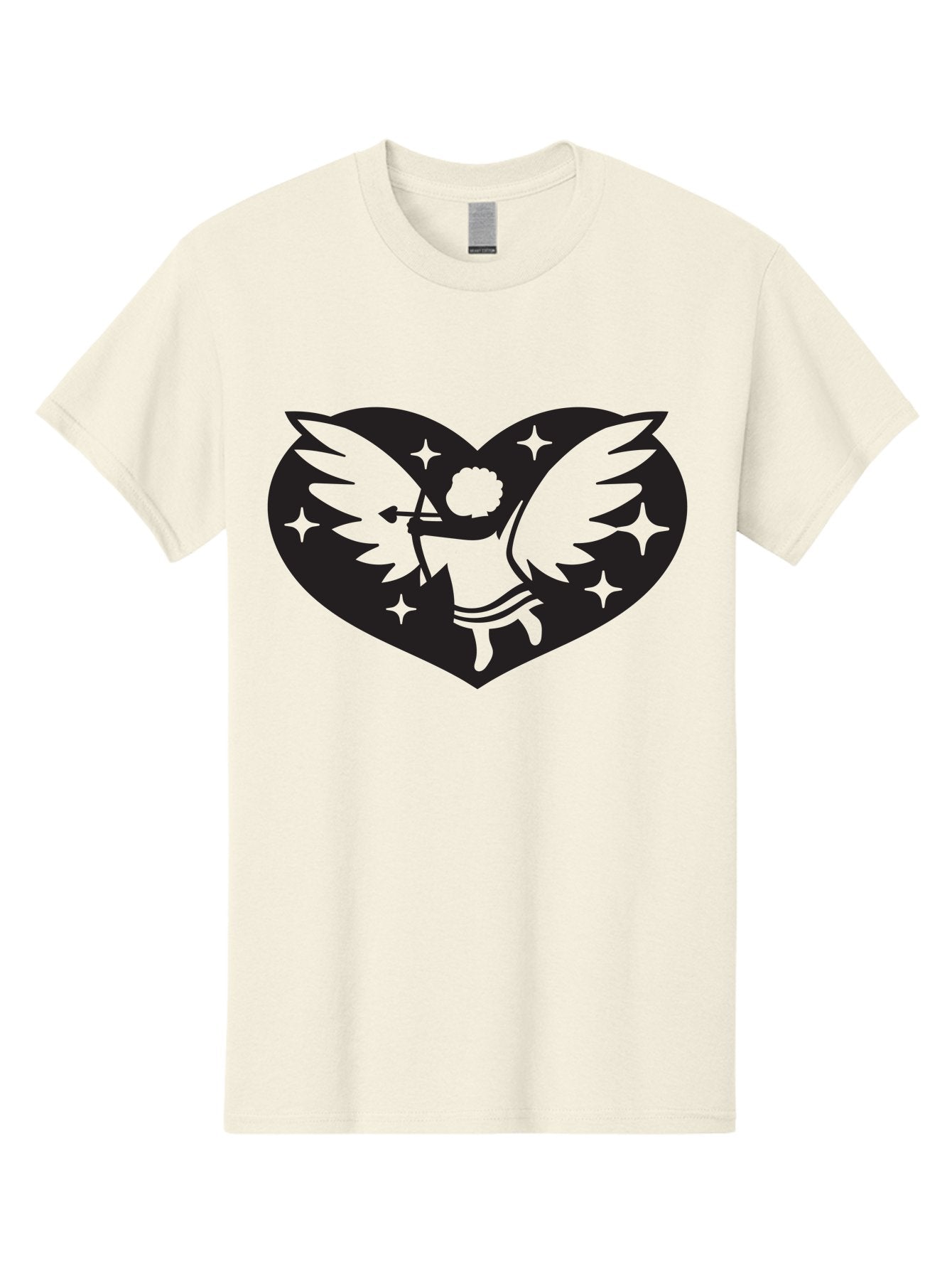 Cupid-Heart Men'S Graphic Tee, 100% Cotton, Comfortable Casual Summer Wear, Machine Washable, Cupid With Bow And Arrow, Heart Shape, Winged Cherub, Love Symbol, Valentines Day, Romance, Stars, Mythological Figure, Love Heart Aab262