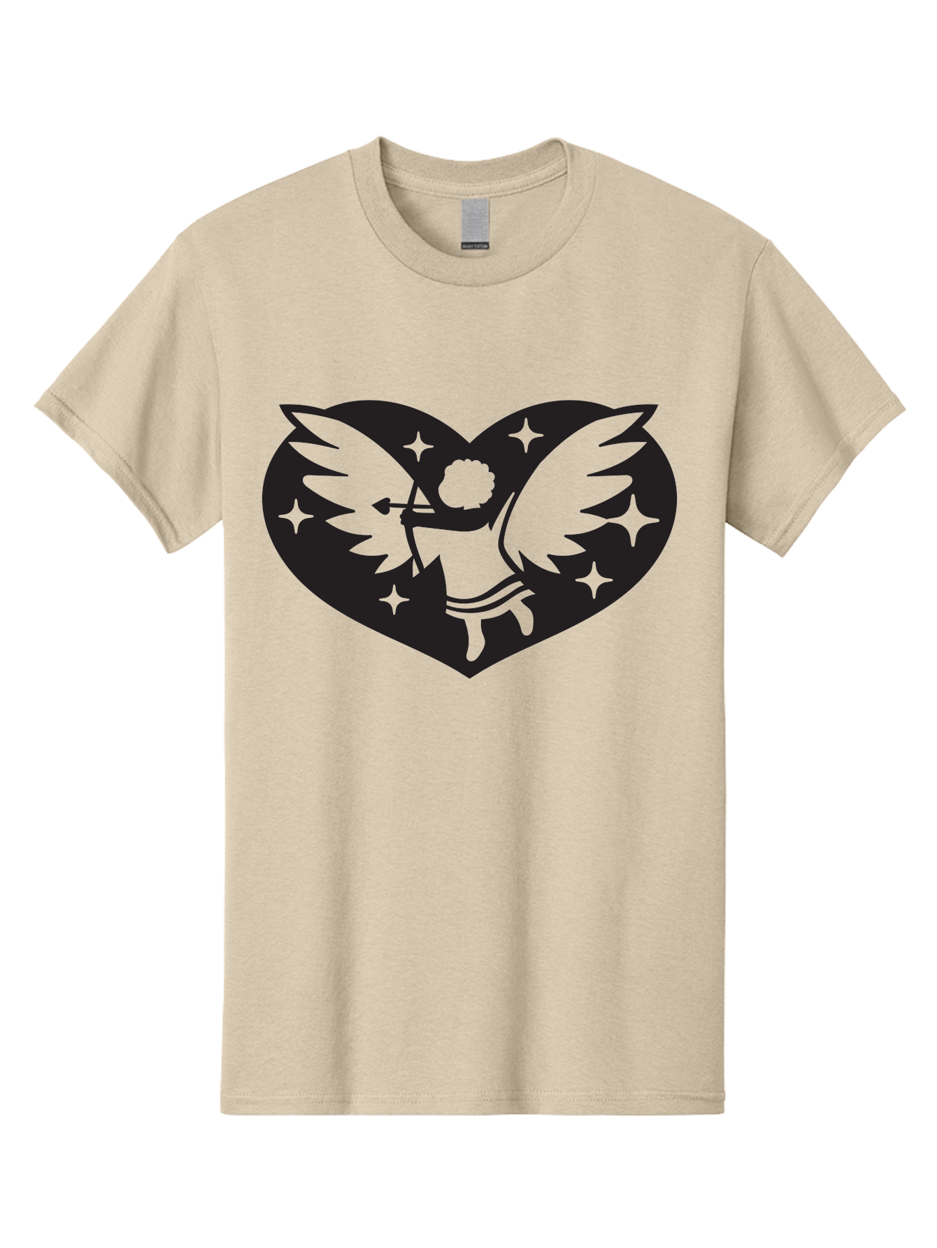 Cupid-Heart Men'S Graphic Tee, 100% Cotton, Comfortable Casual Summer Wear, Machine Washable, Cupid With Bow And Arrow, Heart Shape, Winged Cherub, Love Symbol, Valentines Day, Romance, Stars, Mythological Figure, Love Heart Aab262 27