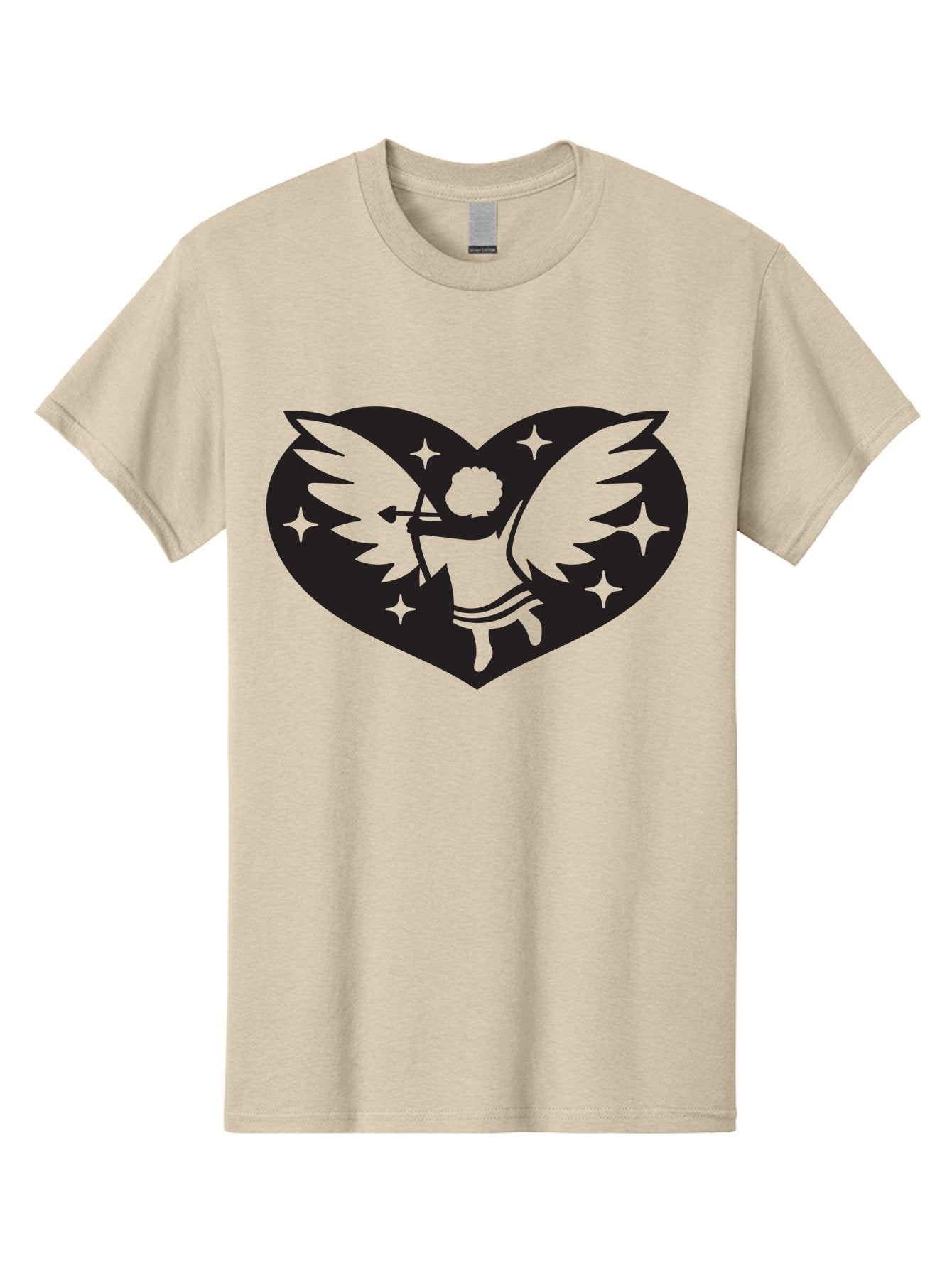Cupid-Heart Men'S Graphic Tee, 100% Cotton, Comfortable Casual Summer Wear, Machine Washable, Cupid With Bow And Arrow, Heart Shape, Winged Cherub, Love Symbol, Valentines Day, Romance, Stars, Mythological Figure, Love Heart Aab262