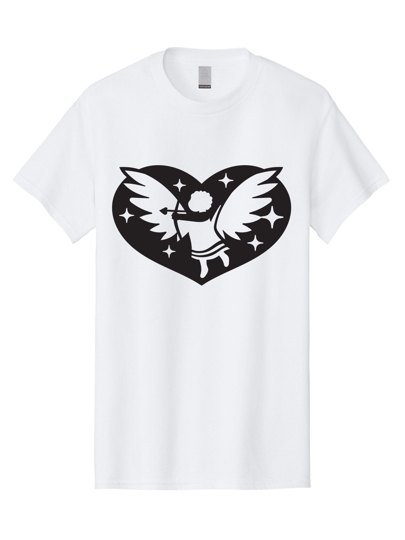 Cupid-Heart Men'S Graphic Tee, 100% Cotton, Comfortable Casual Summer Wear, Machine Washable, Cupid With Bow And Arrow, Heart Shape, Winged Cherub, Love Symbol, Valentines Day, Romance, Stars, Mythological Figure, Love Heart Aab262 5