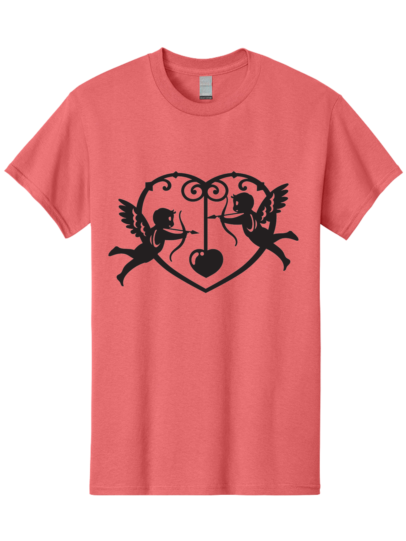 Cupid-Shooting-Arrow-At-Heart Men'S Graphic Tee, 100% Cotton, Comfortable Casual Summer Wear, Machine Washable, Cupid Shooting Arrows, Love Heart, Symbol Of Love, Romantic Icon, Valentine'S Day Theme, Cherub With Bow And Arrow, Aab263 5