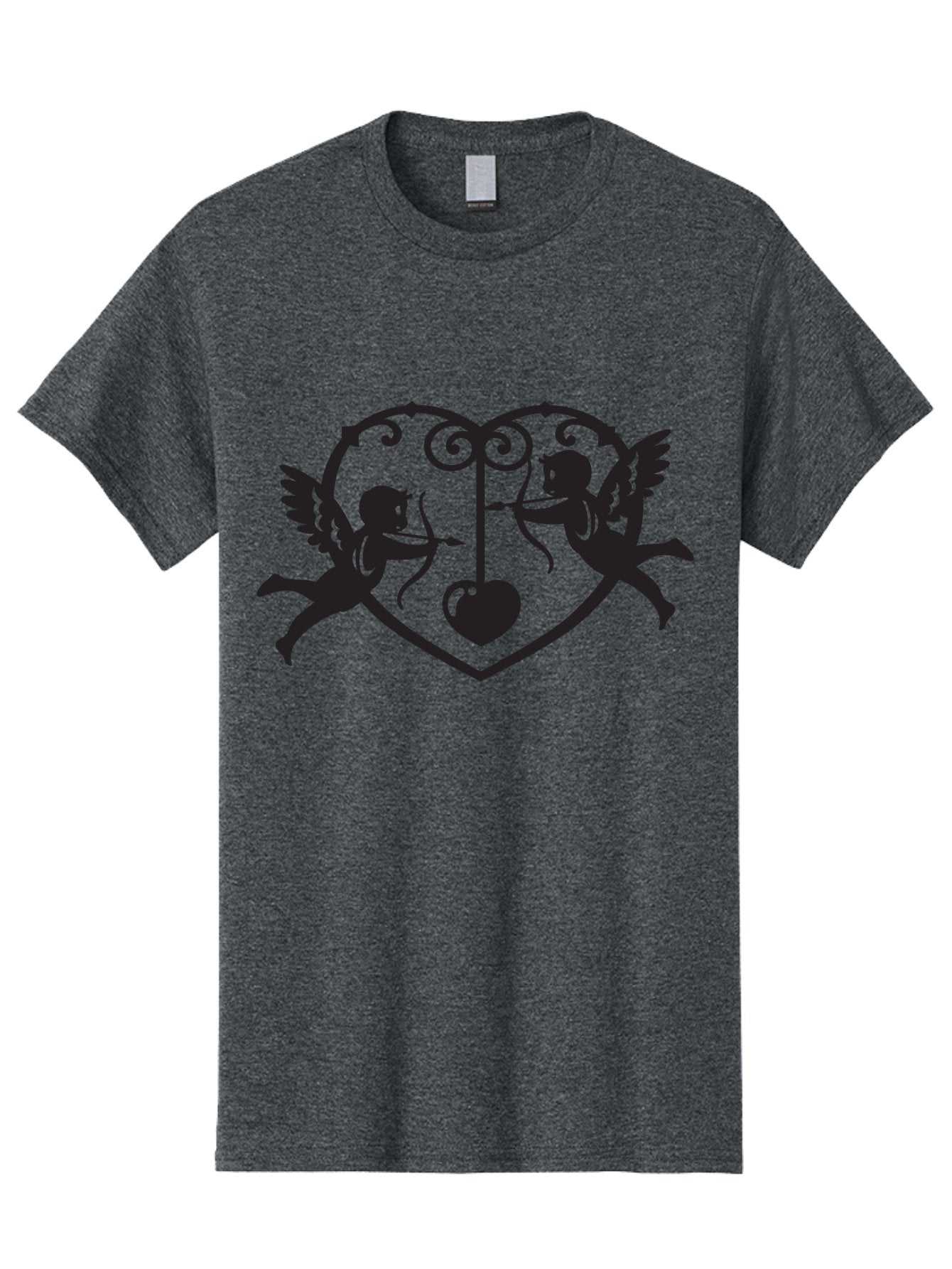 Cupid-Shooting-Arrow-At-Heart Men'S Graphic Tee, 100% Cotton, Comfortable Casual Summer Wear, Machine Washable, Cupid Shooting Arrows, Love Heart, Symbol Of Love, Romantic Icon, Valentine'S Day Theme, Cherub With Bow And Arrow, Aab263 11