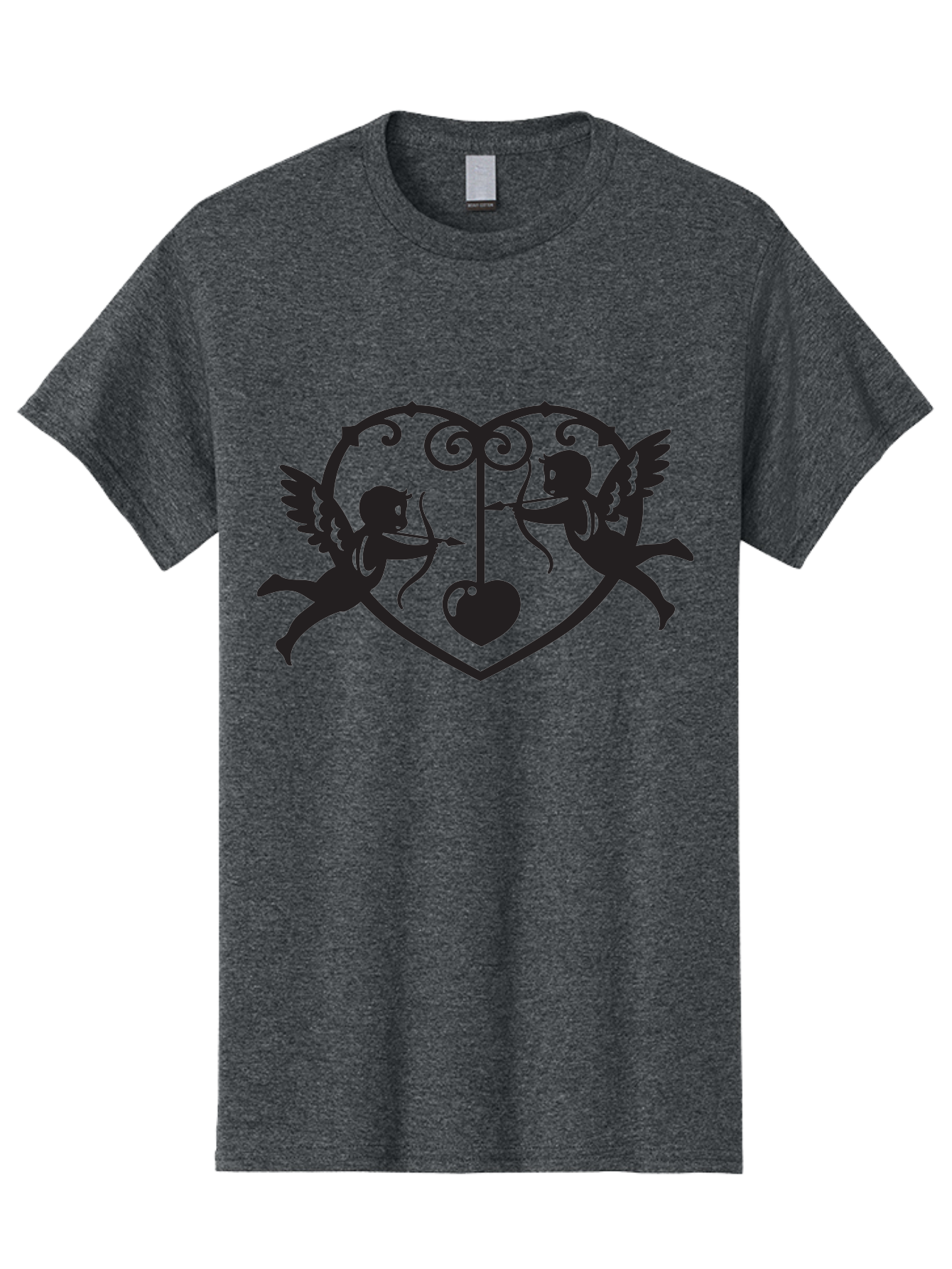 Cupid-Shooting-Arrow-At-Heart Men'S Graphic Tee, 100% Cotton, Comfortable Casual Summer Wear, Machine Washable, Cupid Shooting Arrows, Love Heart, Symbol Of Love, Romantic Icon, Valentine'S Day Theme, Cherub With Bow And Arrow, Aab263 7