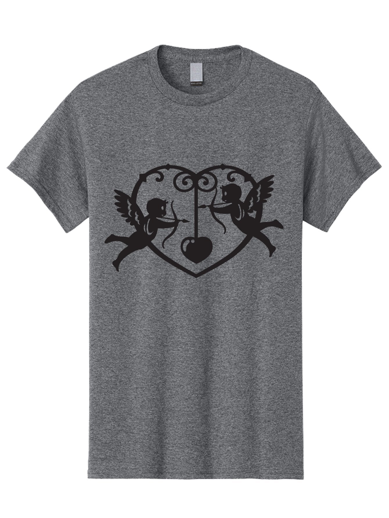 Cupid-Shooting-Arrow-At-Heart Men'S Graphic Tee, 100% Cotton, Comfortable Casual Summer Wear, Machine Washable, Cupid Shooting Arrows, Love Heart, Symbol Of Love, Romantic Icon, Valentine'S Day Theme, Cherub With Bow And Arrow, Aab263 5