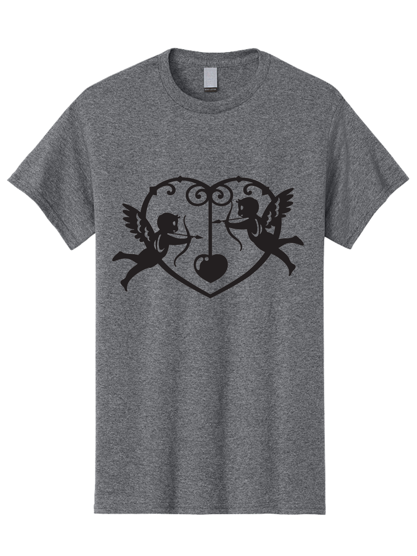 Cupid-Shooting-Arrow-At-Heart Men'S Graphic Tee, 100% Cotton, Comfortable Casual Summer Wear, Machine Washable, Cupid Shooting Arrows, Love Heart, Symbol Of Love, Romantic Icon, Valentine'S Day Theme, Cherub With Bow And Arrow, Aab263 9