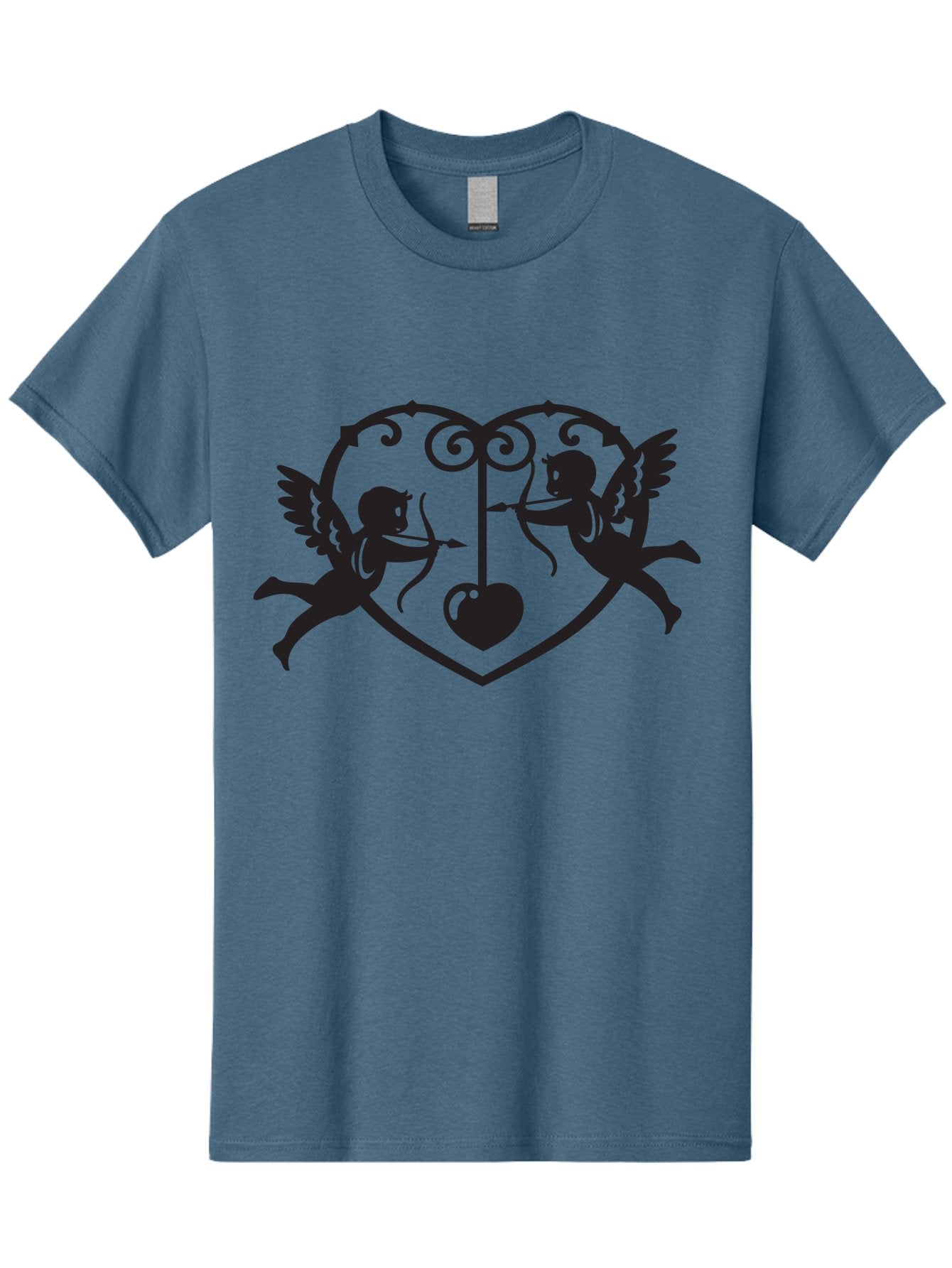 Cupid-Shooting-Arrow-At-Heart Men'S Graphic Tee, 100% Cotton, Comfortable Casual Summer Wear, Machine Washable, Cupid Shooting Arrows, Love Heart, Symbol Of Love, Romantic Icon, Valentine'S Day Theme, Cherub With Bow And Arrow, Aab263 12