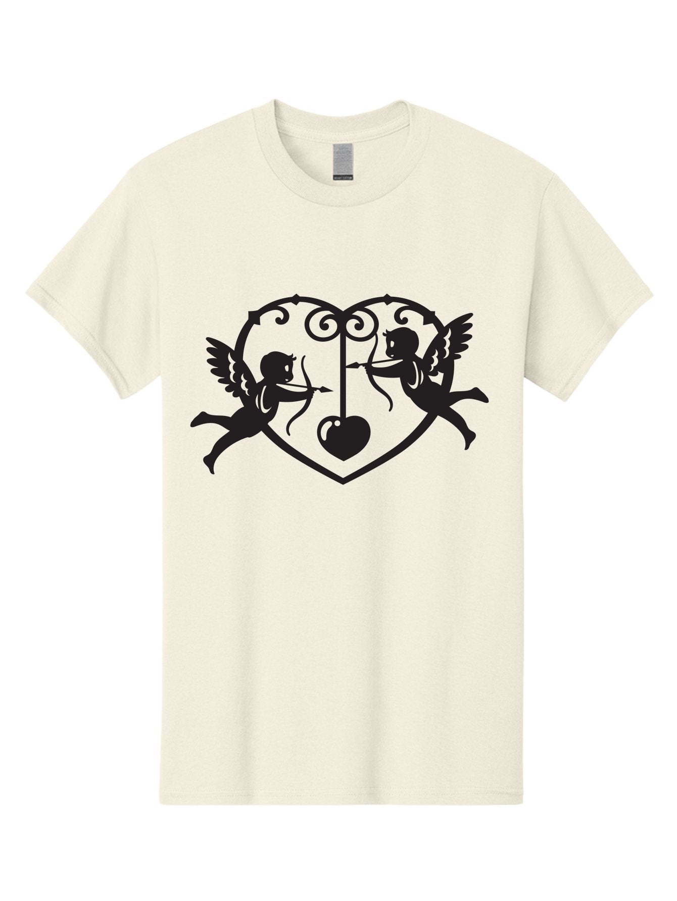 Cupid-Shooting-Arrow-At-Heart Men'S Graphic Tee, 100% Cotton, Comfortable Casual Summer Wear, Machine Washable, Cupid Shooting Arrows, Love Heart, Symbol Of Love, Romantic Icon, Valentine'S Day Theme, Cherub With Bow And Arrow, Aab263 4