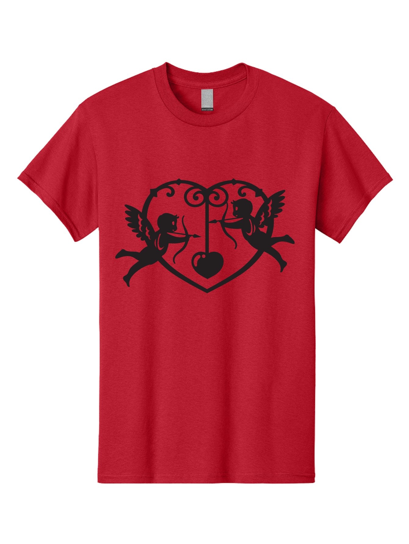 Cupid-Shooting-Arrow-At-Heart Men'S Graphic Tee, 100% Cotton, Comfortable Casual Summer Wear, Machine Washable, Cupid Shooting Arrows, Love Heart, Symbol Of Love, Romantic Icon, Valentine'S Day Theme, Cherub With Bow And Arrow, Aab263 8