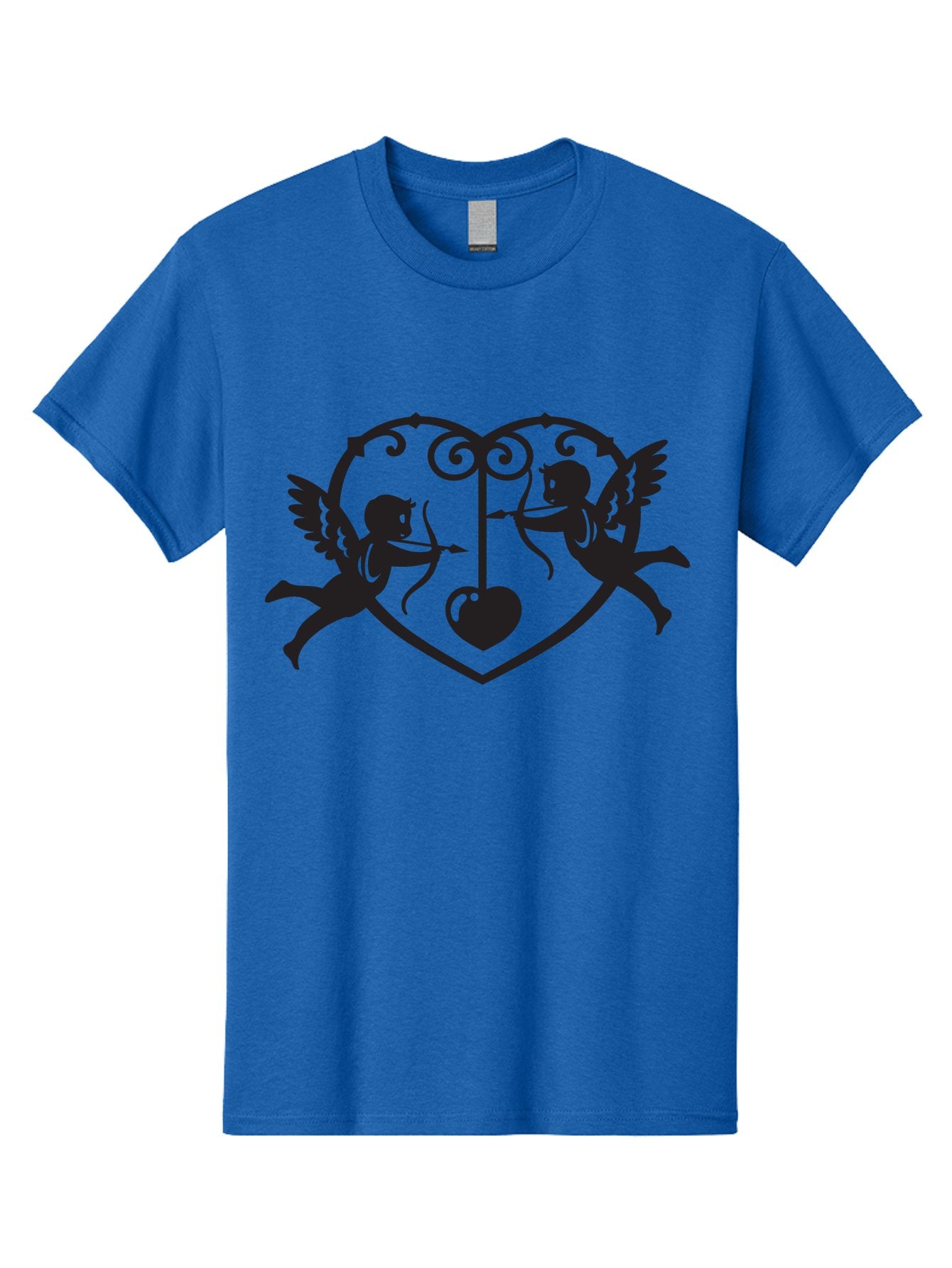 Cupid-Shooting-Arrow-At-Heart Men'S Graphic Tee, 100% Cotton, Comfortable Casual Summer Wear, Machine Washable, Cupid Shooting Arrows, Love Heart, Symbol Of Love, Romantic Icon, Valentine'S Day Theme, Cherub With Bow And Arrow, Aab263 10