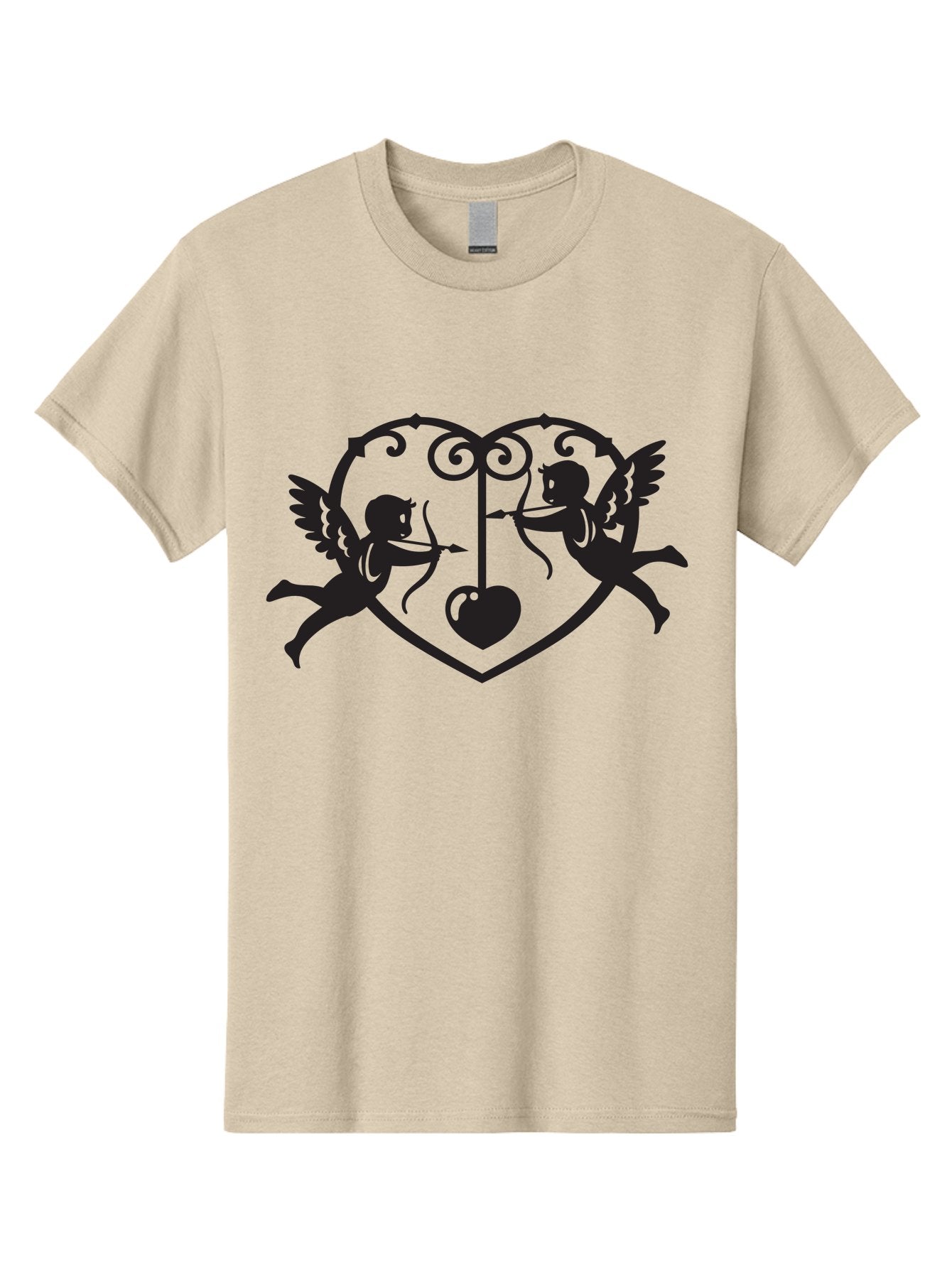 Cupid-Shooting-Arrow-At-Heart Men'S Graphic Tee, 100% Cotton, Comfortable Casual Summer Wear, Machine Washable, Cupid Shooting Arrows, Love Heart, Symbol Of Love, Romantic Icon, Valentine'S Day Theme, Cherub With Bow And Arrow, Aab263 14