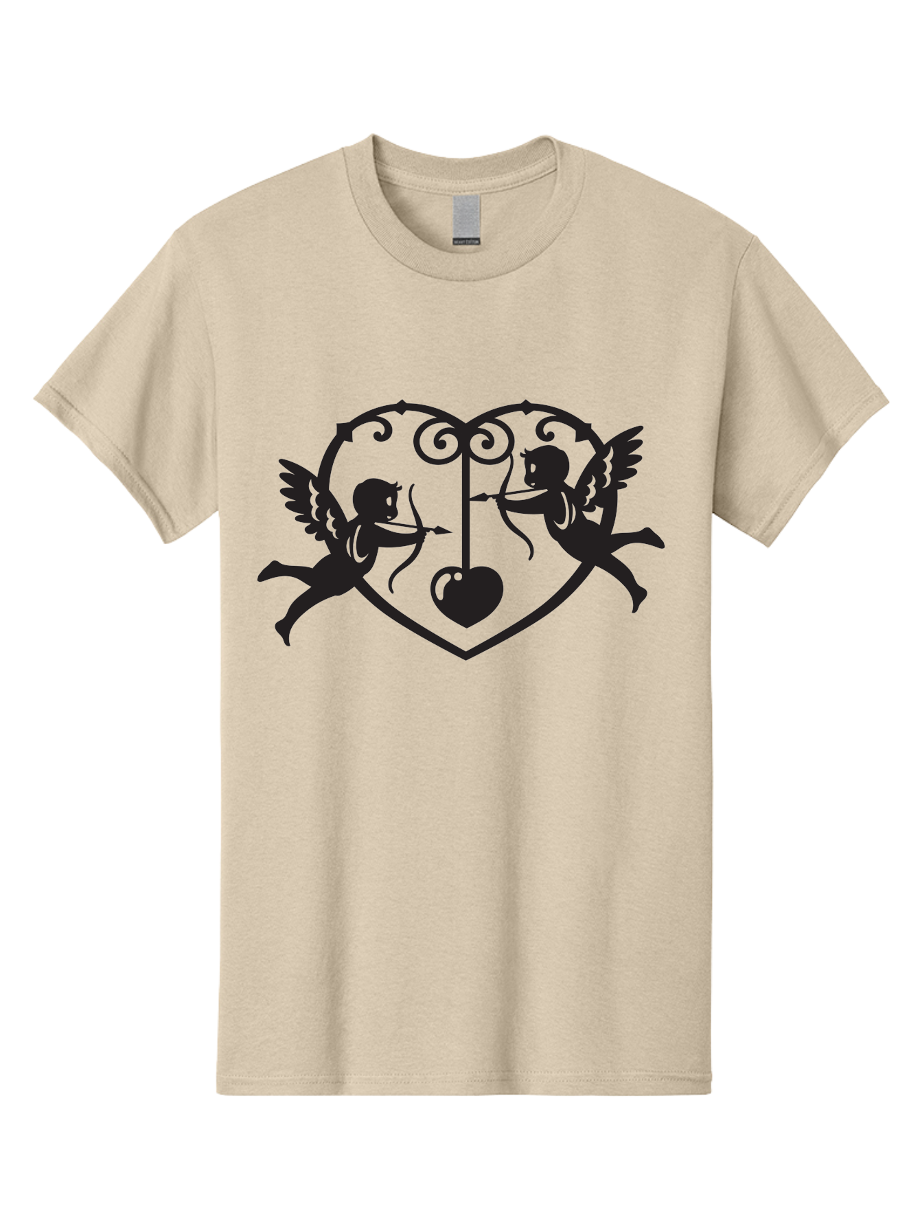 Cupid-Shooting-Arrow-At-Heart Men'S Graphic Tee, 100% Cotton, Comfortable Casual Summer Wear, Machine Washable, Cupid Shooting Arrows, Love Heart, Symbol Of Love, Romantic Icon, Valentine'S Day Theme, Cherub With Bow And Arrow, Aab263 27