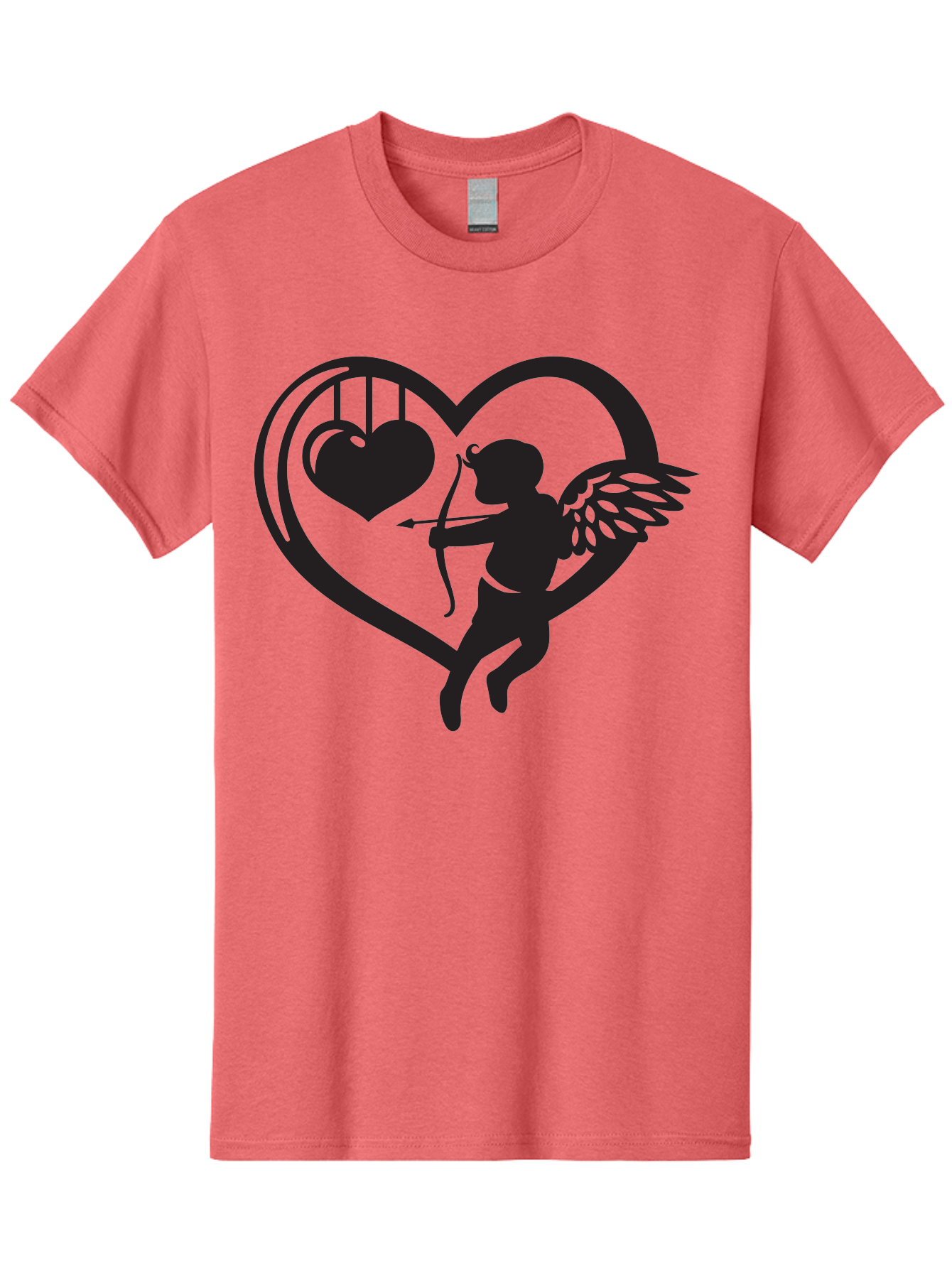 Cupid-With-Bow-And-Arrow Men'S Graphic Tee, 100% Cotton, Comfortable Casual Summer Wear, Machine Washable, Cupid Shooting Arrow, Heart Shape, Love Symbol, Romantic Gesture, Arrow And Heart, Valentine'S Day Icon, Cherub With Bow Aab264 25