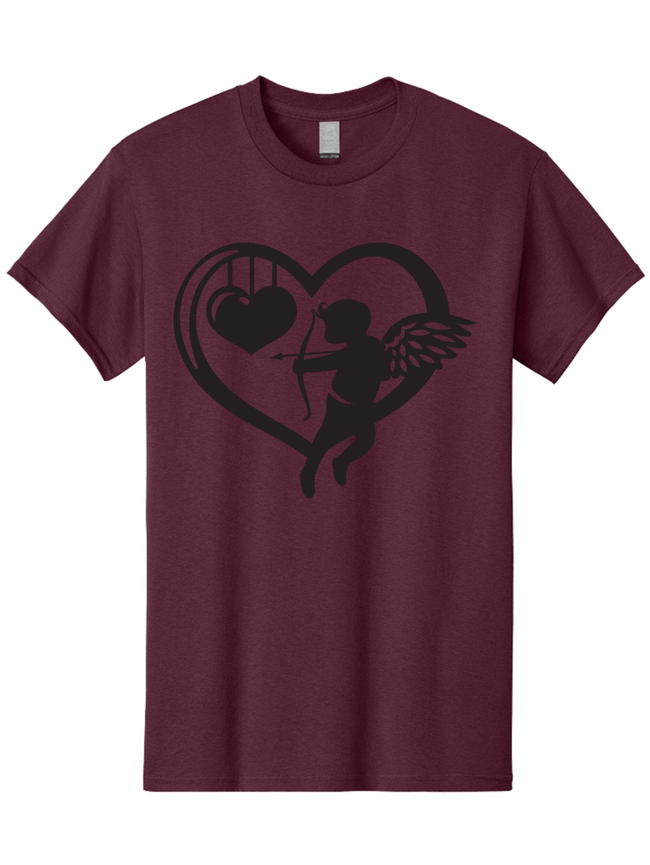 Cupid-With-Bow-And-Arrow Men'S Graphic Tee, 100% Cotton, Comfortable Casual Summer Wear, Machine Washable, Cupid Shooting Arrow, Heart Shape, Love Symbol, Romantic Gesture, Arrow And Heart, Valentine'S Day Icon, Cherub With Bow Aab264