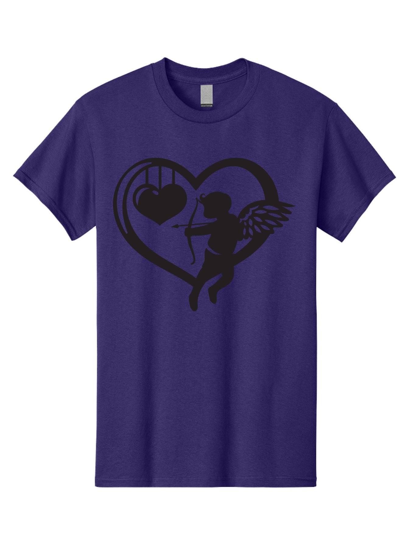 Cupid-With-Bow-And-Arrow Men'S Graphic Tee, 100% Cotton, Comfortable Casual Summer Wear, Machine Washable, Cupid Shooting Arrow, Heart Shape, Love Symbol, Romantic Gesture, Arrow And Heart, Valentine'S Day Icon, Cherub With Bow Aab264