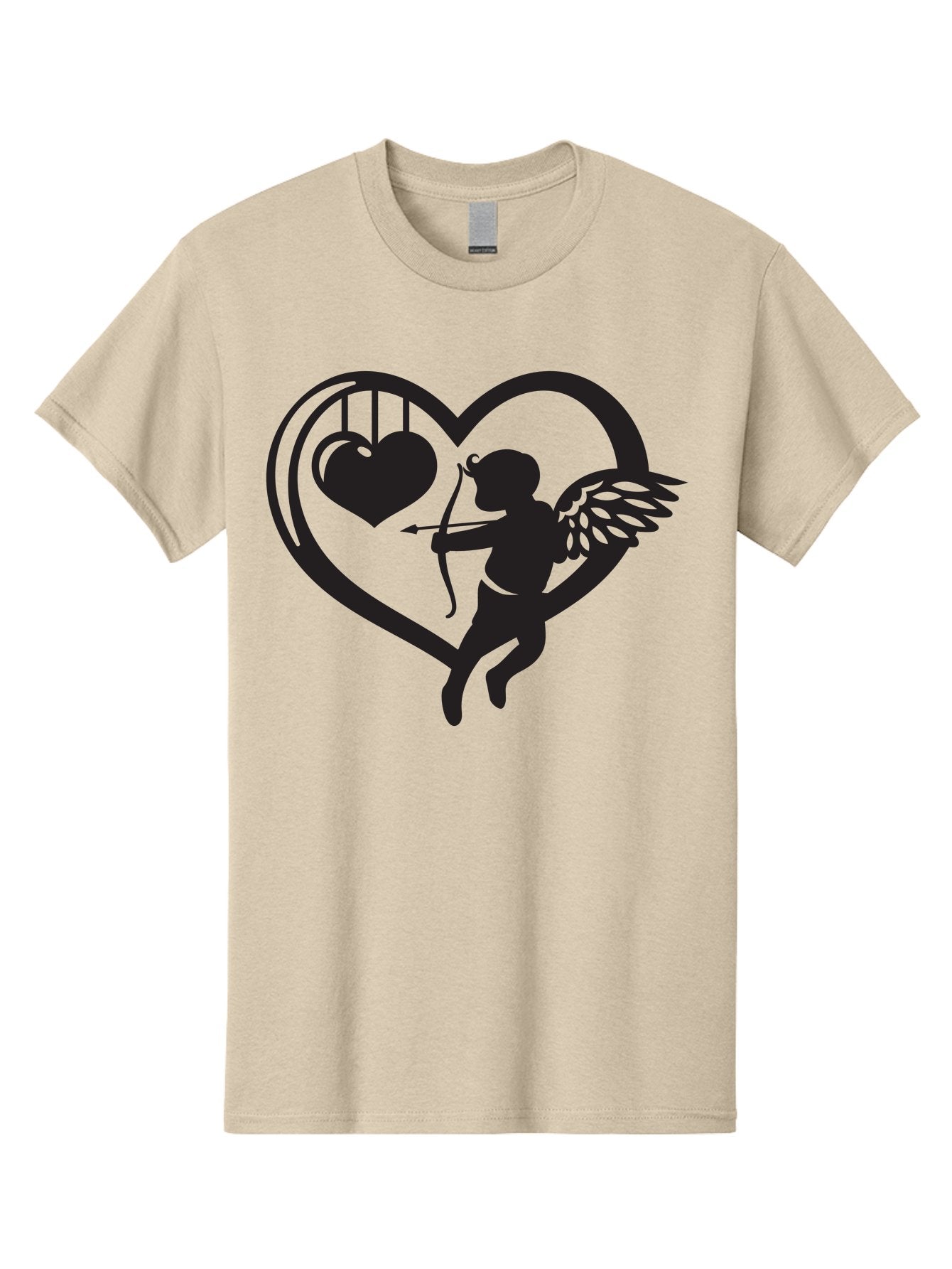 Cupid-With-Bow-And-Arrow Men'S Graphic Tee, 100% Cotton, Comfortable Casual Summer Wear, Machine Washable, Cupid Shooting Arrow, Heart Shape, Love Symbol, Romantic Gesture, Arrow And Heart, Valentine'S Day Icon, Cherub With Bow Aab264 5