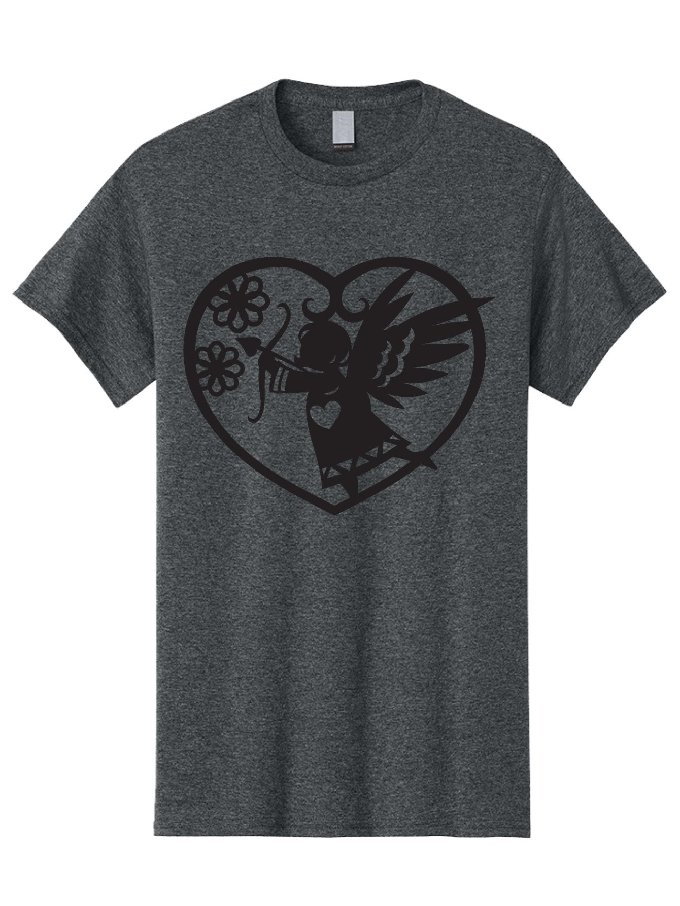 Cupid-With-Flowers Men'S Graphic Tee, 100% Cotton, Comfortable Casual Summer Wear, Machine Washable, Cupid With Bow And Arrow, Love Symbol, Valentines Day Icon, Heart Shaped Frame, Floral Elements, Romance And Love, Cherub With Wings Aab265 15