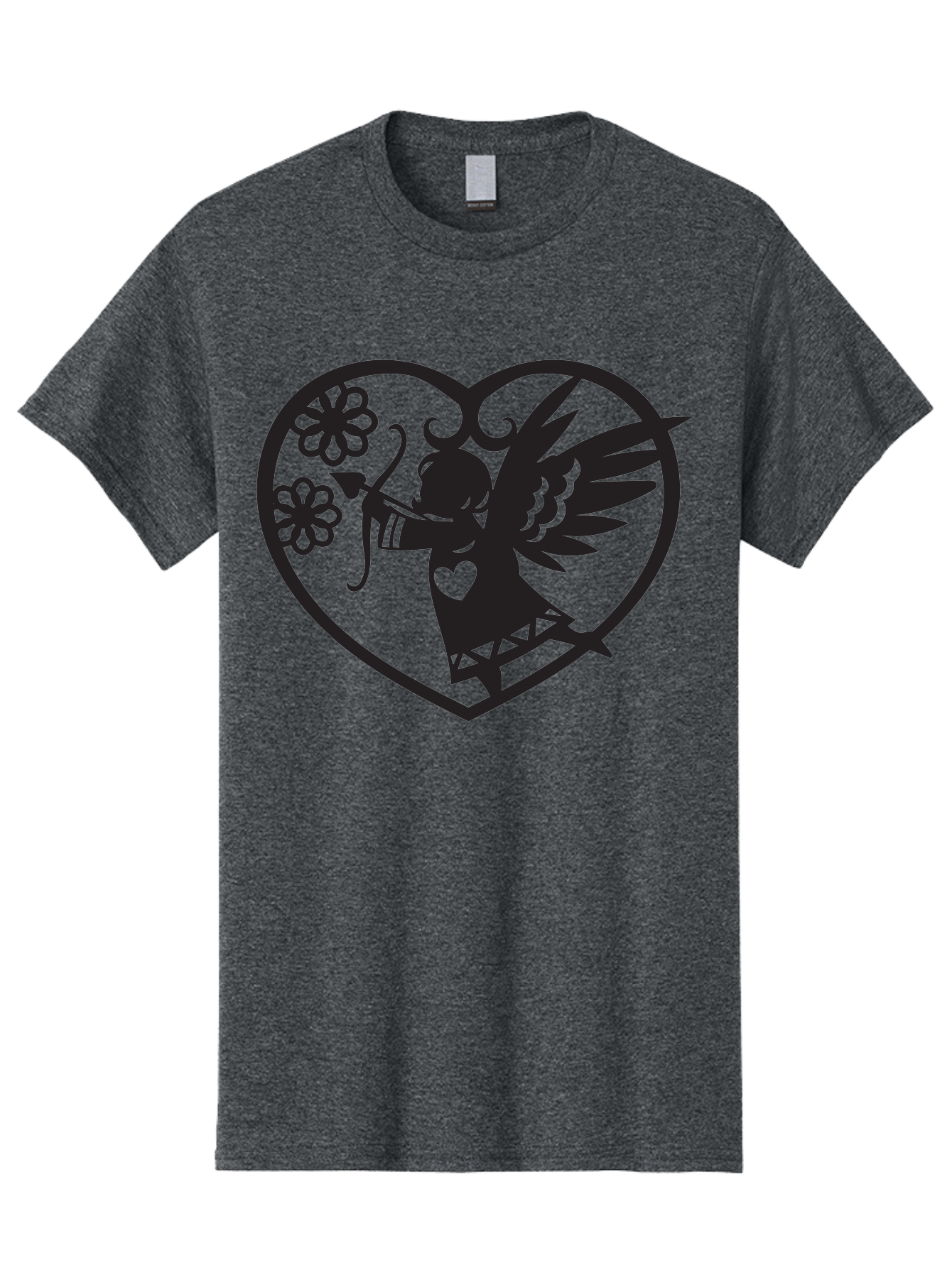 Cupid-With-Flowers Men'S Graphic Tee, 100% Cotton, Comfortable Casual Summer Wear, Machine Washable, Cupid With Bow And Arrow, Love Symbol, Valentines Day Icon, Heart Shaped Frame, Floral Elements, Romance And Love, Cherub With Wings Aab265 7
