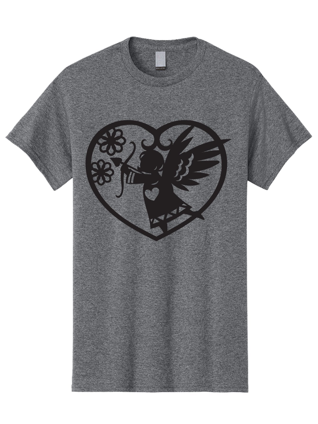 Cupid-With-Flowers Men'S Graphic Tee, 100% Cotton, Comfortable Casual Summer Wear, Machine Washable, Cupid With Bow And Arrow, Love Symbol, Valentines Day Icon, Heart Shaped Frame, Floral Elements, Romance And Love, Cherub With Wings Aab265 8