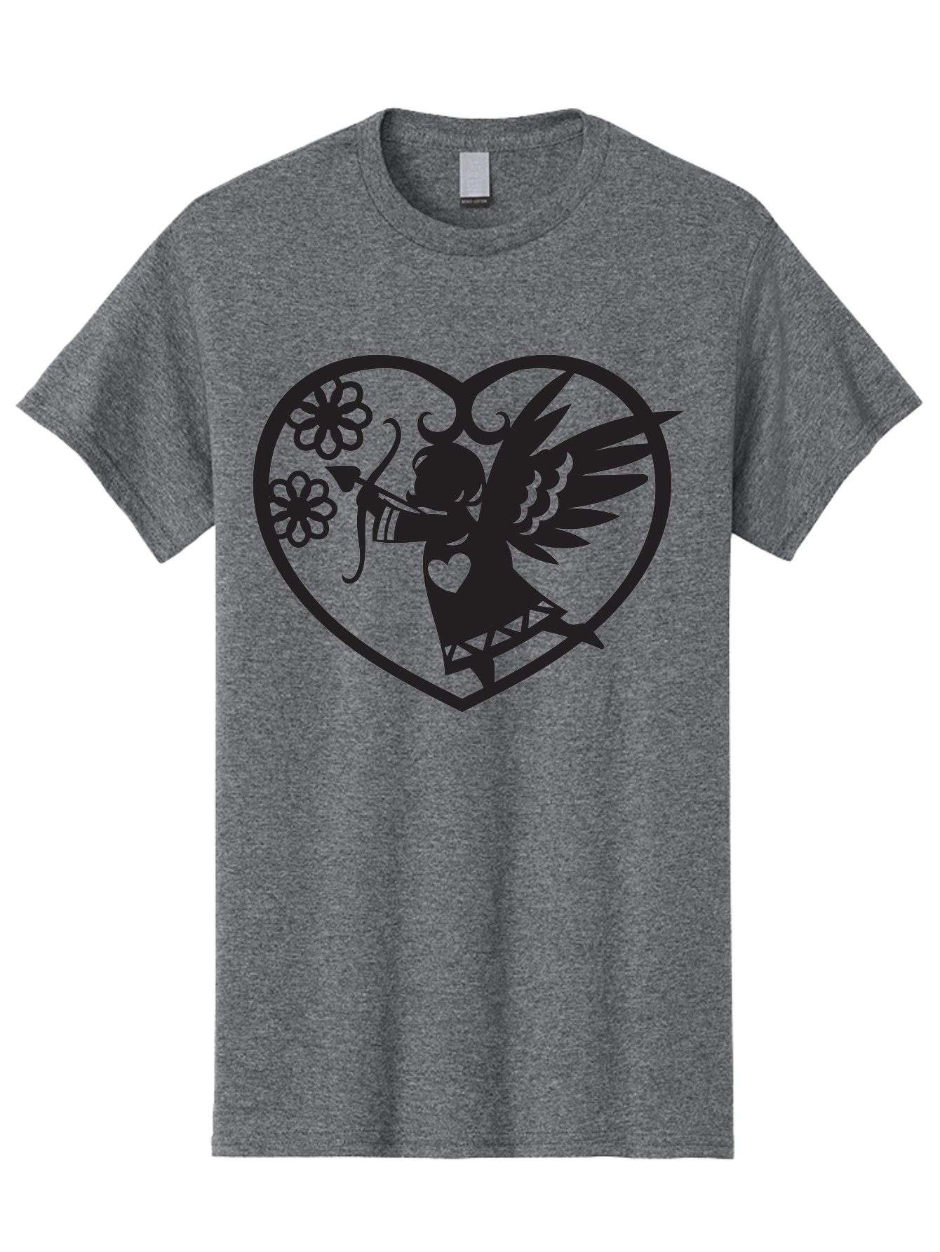 Cupid-With-Flowers Men'S Graphic Tee, 100% Cotton, Comfortable Casual Summer Wear, Machine Washable, Cupid With Bow And Arrow, Love Symbol, Valentines Day Icon, Heart Shaped Frame, Floral Elements, Romance And Love, Cherub With Wings Aab265 9