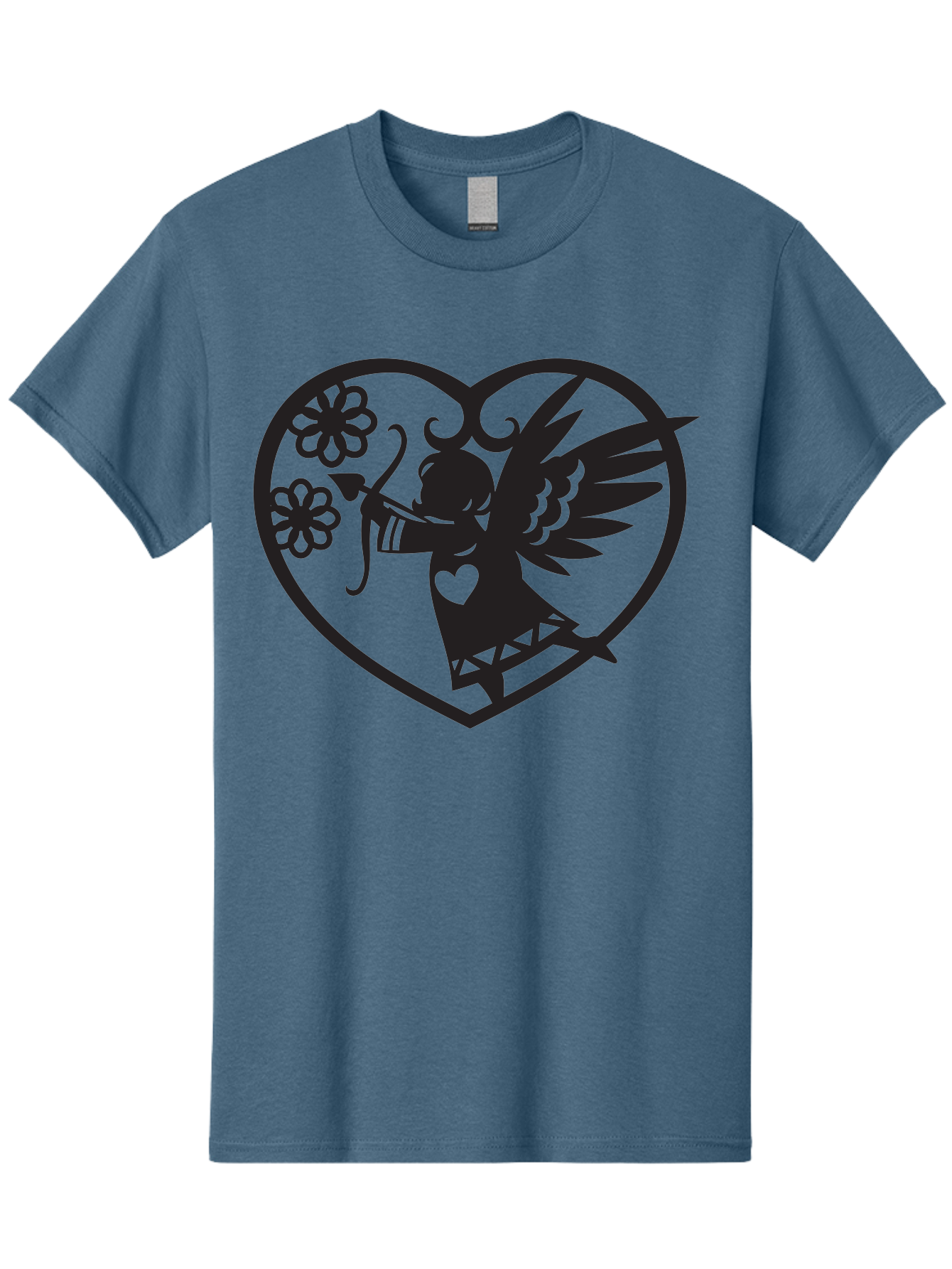 Cupid-With-Flowers Men'S Graphic Tee, 100% Cotton, Comfortable Casual Summer Wear, Machine Washable, Cupid With Bow And Arrow, Love Symbol, Valentines Day Icon, Heart Shaped Frame, Floral Elements, Romance And Love, Cherub With Wings Aab265 11