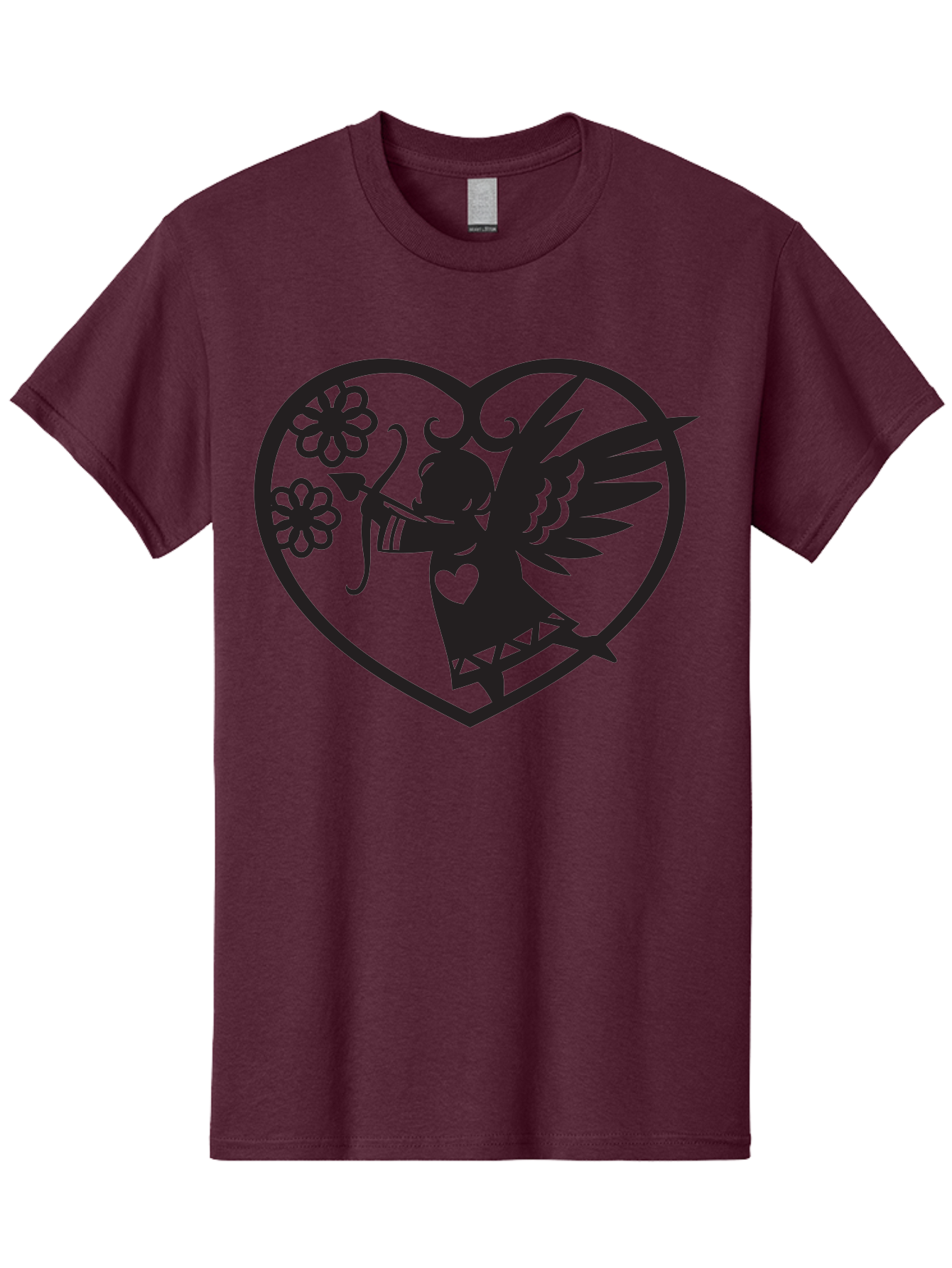 Cupid-With-Flowers Men'S Graphic Tee, 100% Cotton, Comfortable Casual Summer Wear, Machine Washable, Cupid With Bow And Arrow, Love Symbol, Valentines Day Icon, Heart Shaped Frame, Floral Elements, Romance And Love, Cherub With Wings Aab265 13