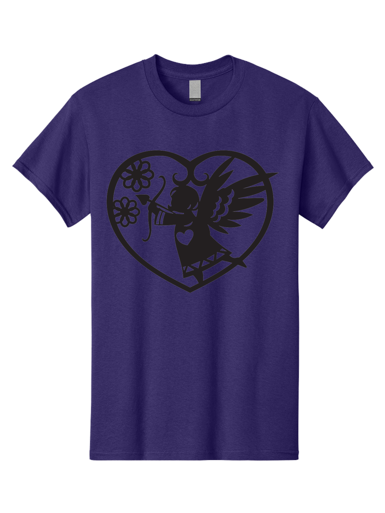 Cupid-With-Flowers Men'S Graphic Tee, 100% Cotton, Comfortable Casual Summer Wear, Machine Washable, Cupid With Bow And Arrow, Love Symbol, Valentines Day Icon, Heart Shaped Frame, Floral Elements, Romance And Love, Cherub With Wings Aab265 21