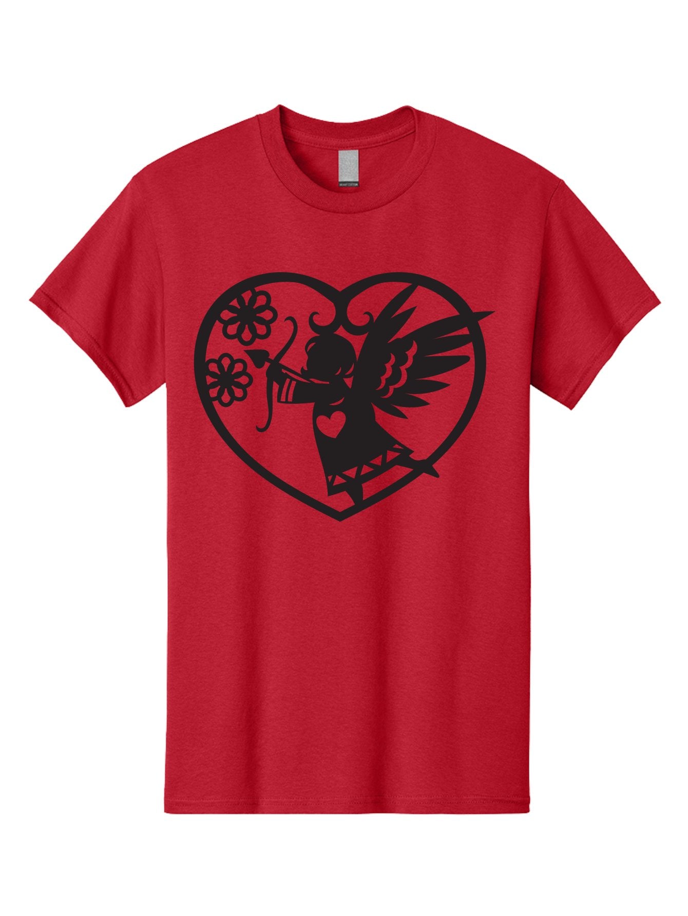 Cupid-With-Flowers Men'S Graphic Tee, 100% Cotton, Comfortable Casual Summer Wear, Machine Washable, Cupid With Bow And Arrow, Love Symbol, Valentines Day Icon, Heart Shaped Frame, Floral Elements, Romance And Love, Cherub With Wings Aab265 7
