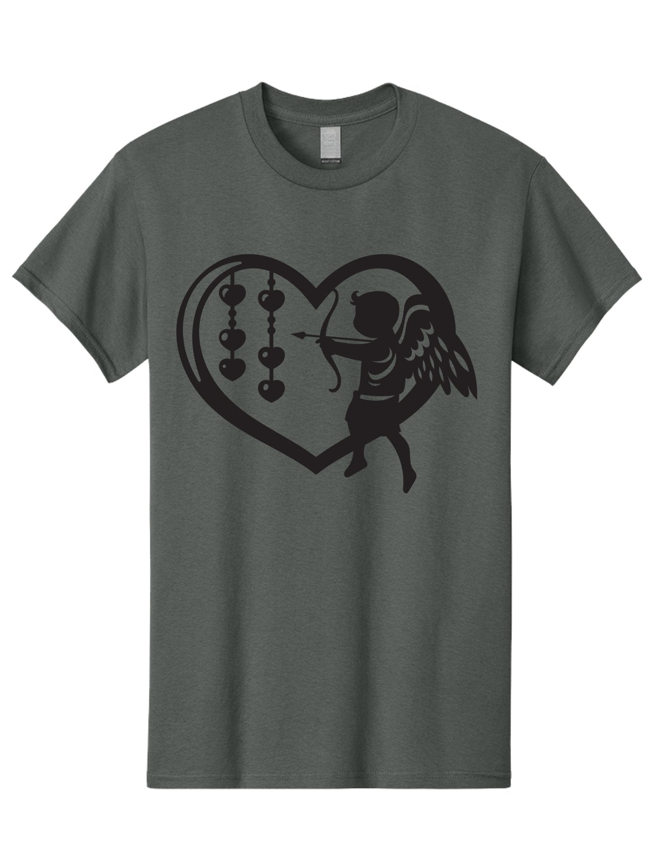 Cupid-With-Heart-Shaped-Necklace Men'S Graphic Tee, 100% Cotton, Comfortable Casual Summer Wear, Machine Washable, Cupid Shooting Arrow, Heart-Shaped Frame, Love Symbol, Valentine'S Day Theme, Romantic Gesture, Heart Beads, Winged Cherub Aab266 13