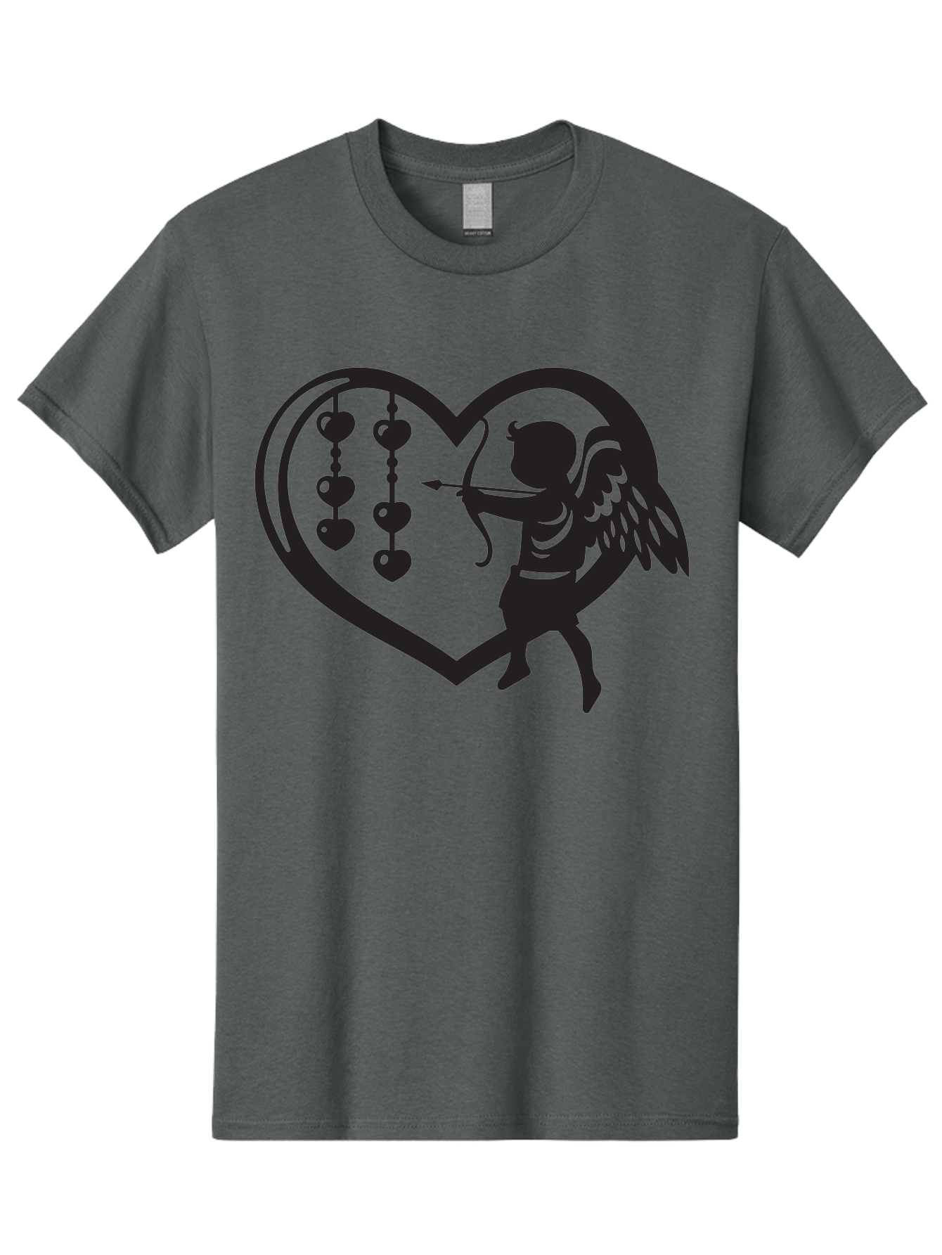Cupid-With-Heart-Shaped-Necklace Men'S Graphic Tee, 100% Cotton, Comfortable Casual Summer Wear, Machine Washable, Cupid Shooting Arrow, Heart-Shaped Frame, Love Symbol, Valentine'S Day Theme, Romantic Gesture, Heart Beads, Winged Cherub Aab266 3