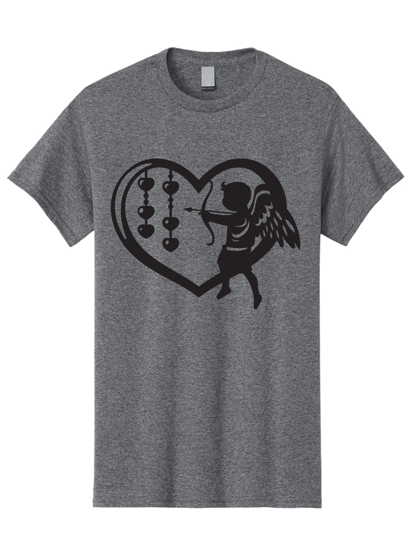 Cupid-With-Heart-Shaped-Necklace Men'S Graphic Tee, 100% Cotton, Comfortable Casual Summer Wear, Machine Washable, Cupid Shooting Arrow, Heart-Shaped Frame, Love Symbol, Valentine'S Day Theme, Romantic Gesture, Heart Beads, Winged Cherub Aab266 9