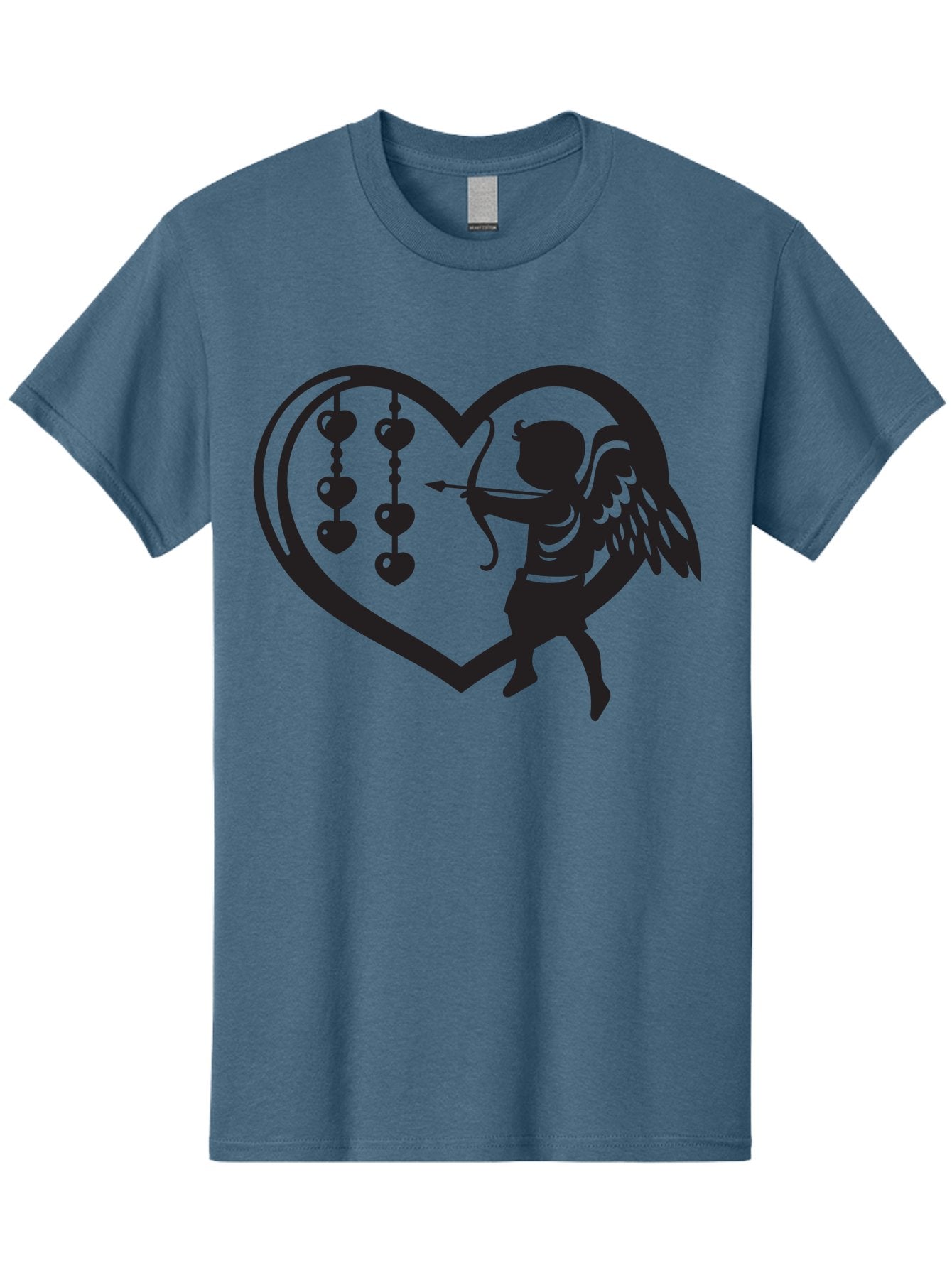 Cupid-With-Heart-Shaped-Necklace Men'S Graphic Tee, 100% Cotton, Comfortable Casual Summer Wear, Machine Washable, Cupid Shooting Arrow, Heart-Shaped Frame, Love Symbol, Valentine'S Day Theme, Romantic Gesture, Heart Beads, Winged Cherub Aab266 8