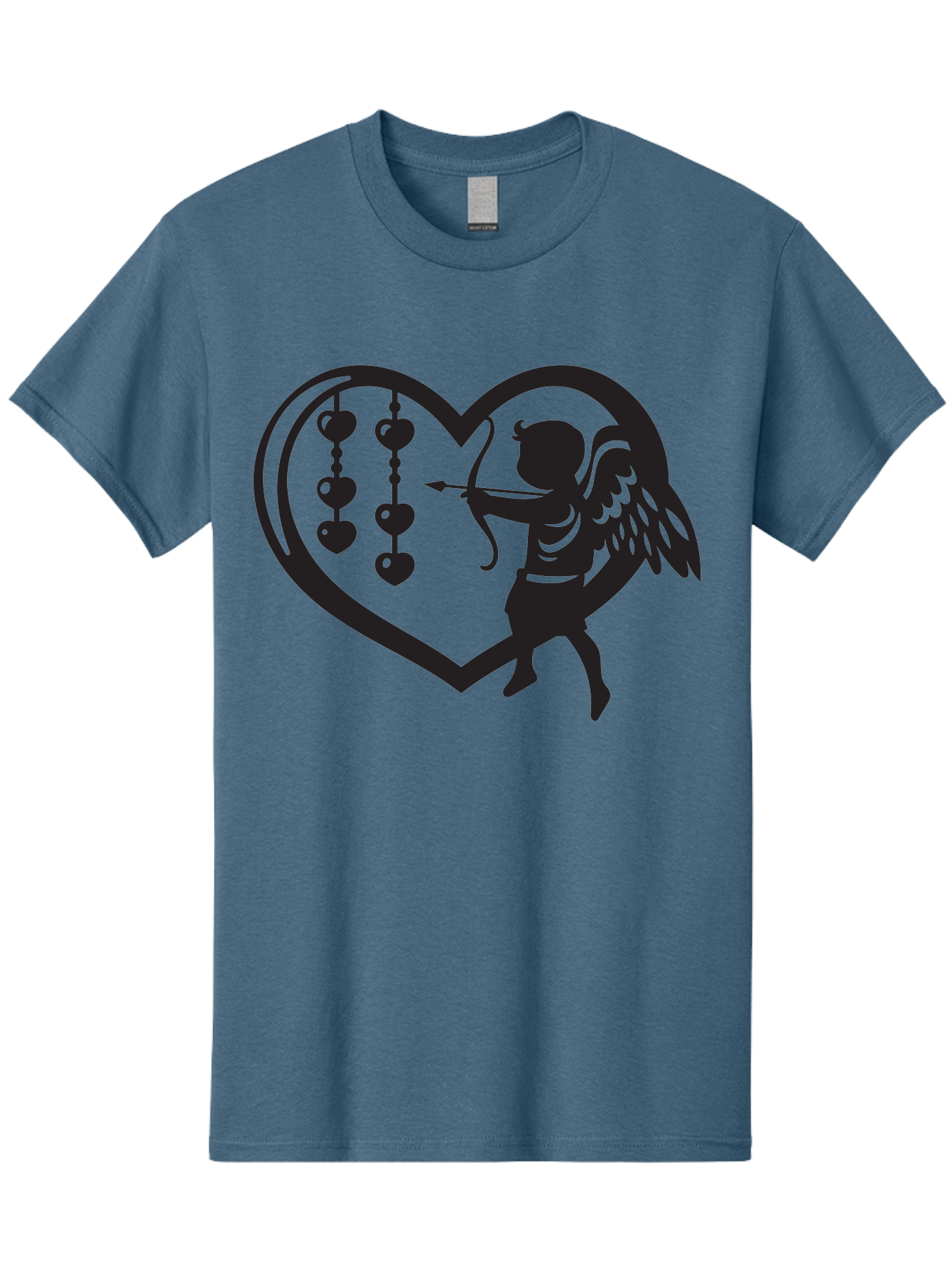 Cupid-With-Heart-Shaped-Necklace Men'S Graphic Tee, 100% Cotton, Comfortable Casual Summer Wear, Machine Washable, Cupid Shooting Arrow, Heart-Shaped Frame, Love Symbol, Valentine'S Day Theme, Romantic Gesture, Heart Beads, Winged Cherub Aab266 11