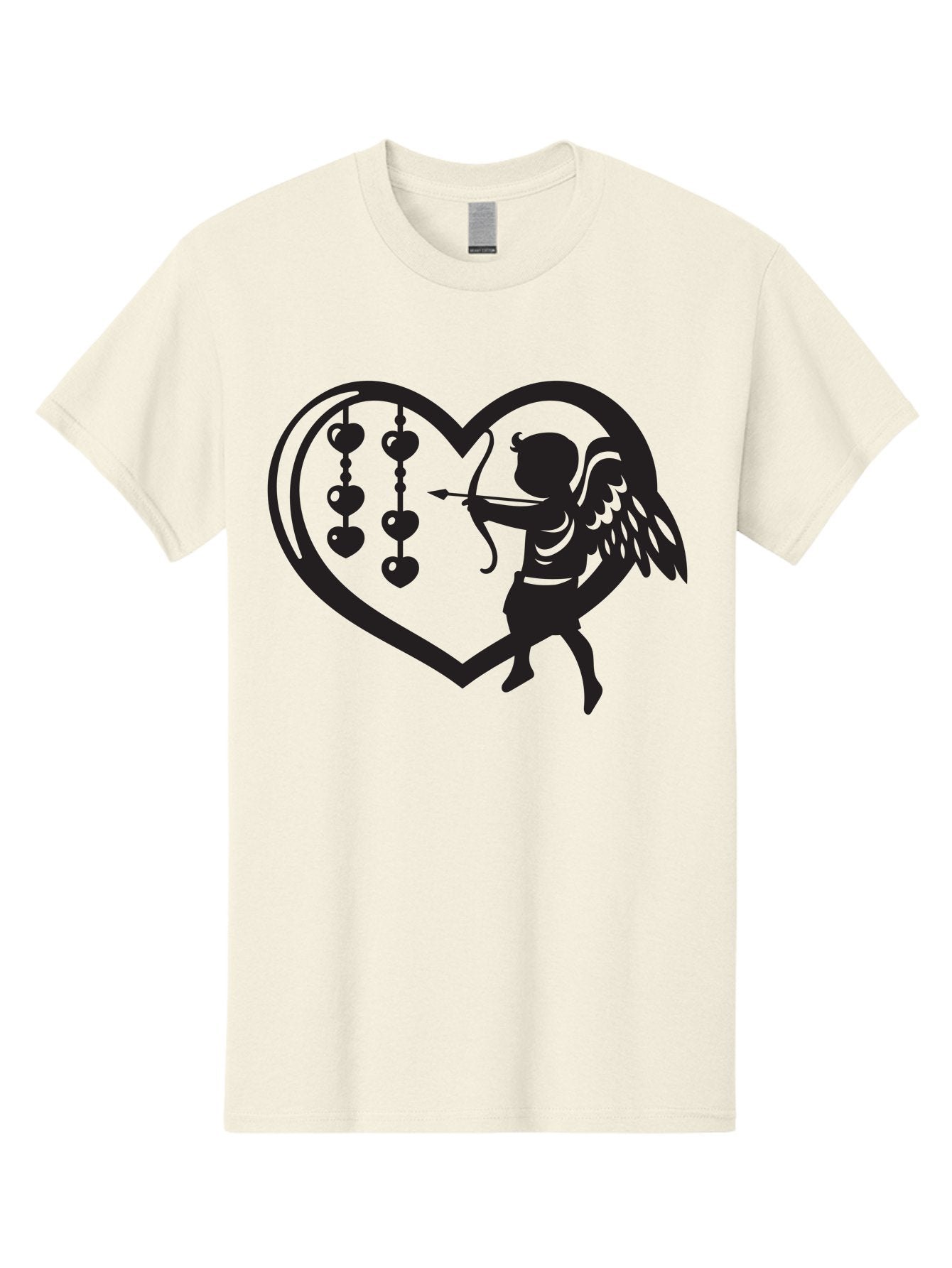 Cupid-With-Heart-Shaped-Necklace Men'S Graphic Tee, 100% Cotton, Comfortable Casual Summer Wear, Machine Washable, Cupid Shooting Arrow, Heart-Shaped Frame, Love Symbol, Valentine'S Day Theme, Romantic Gesture, Heart Beads, Winged Cherub Aab266 6