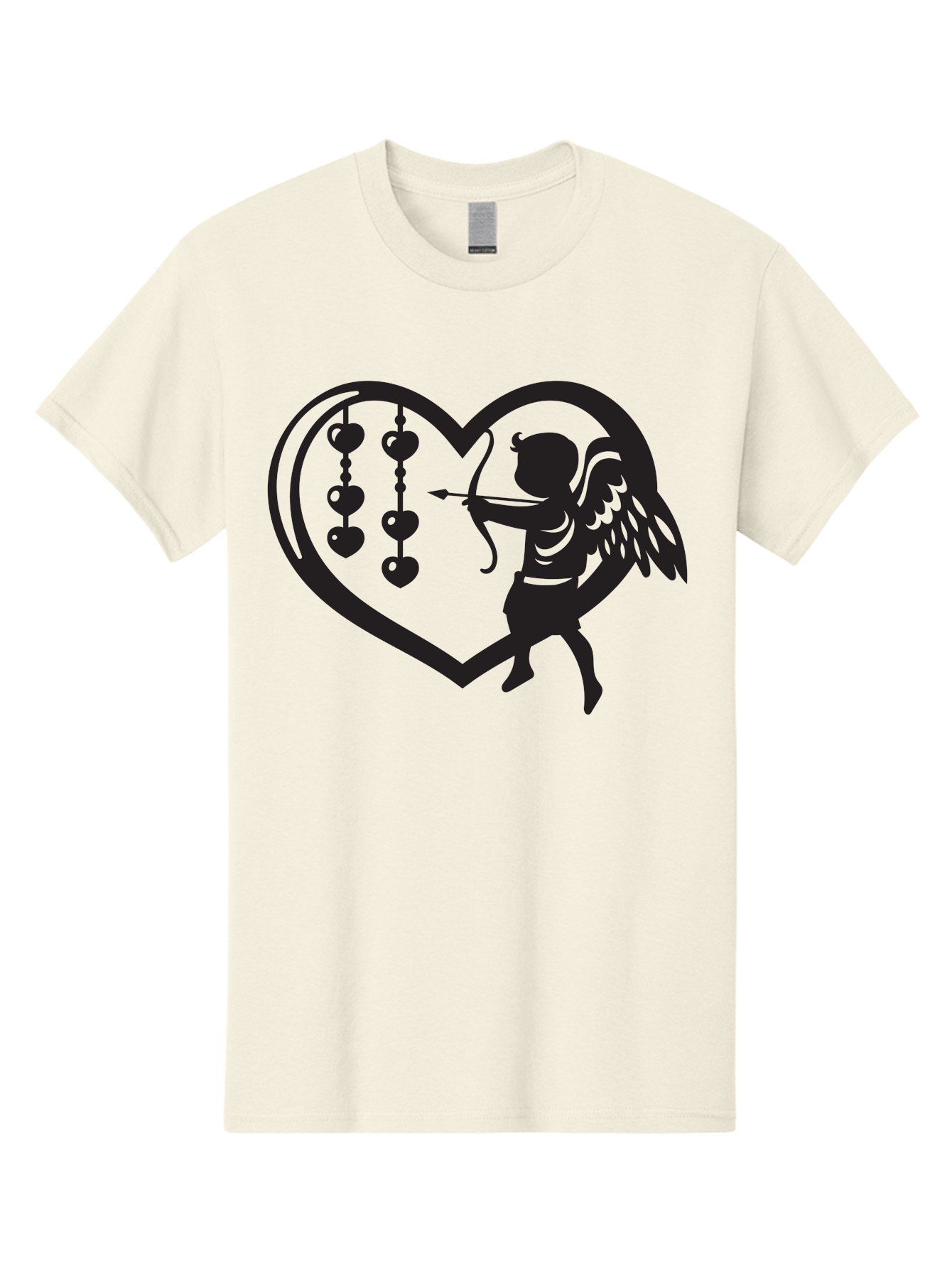 Cupid-With-Heart-Shaped-Necklace Men'S Graphic Tee, 100% Cotton, Comfortable Casual Summer Wear, Machine Washable, Cupid Shooting Arrow, Heart-Shaped Frame, Love Symbol, Valentine'S Day Theme, Romantic Gesture, Heart Beads, Winged Cherub Aab266 17