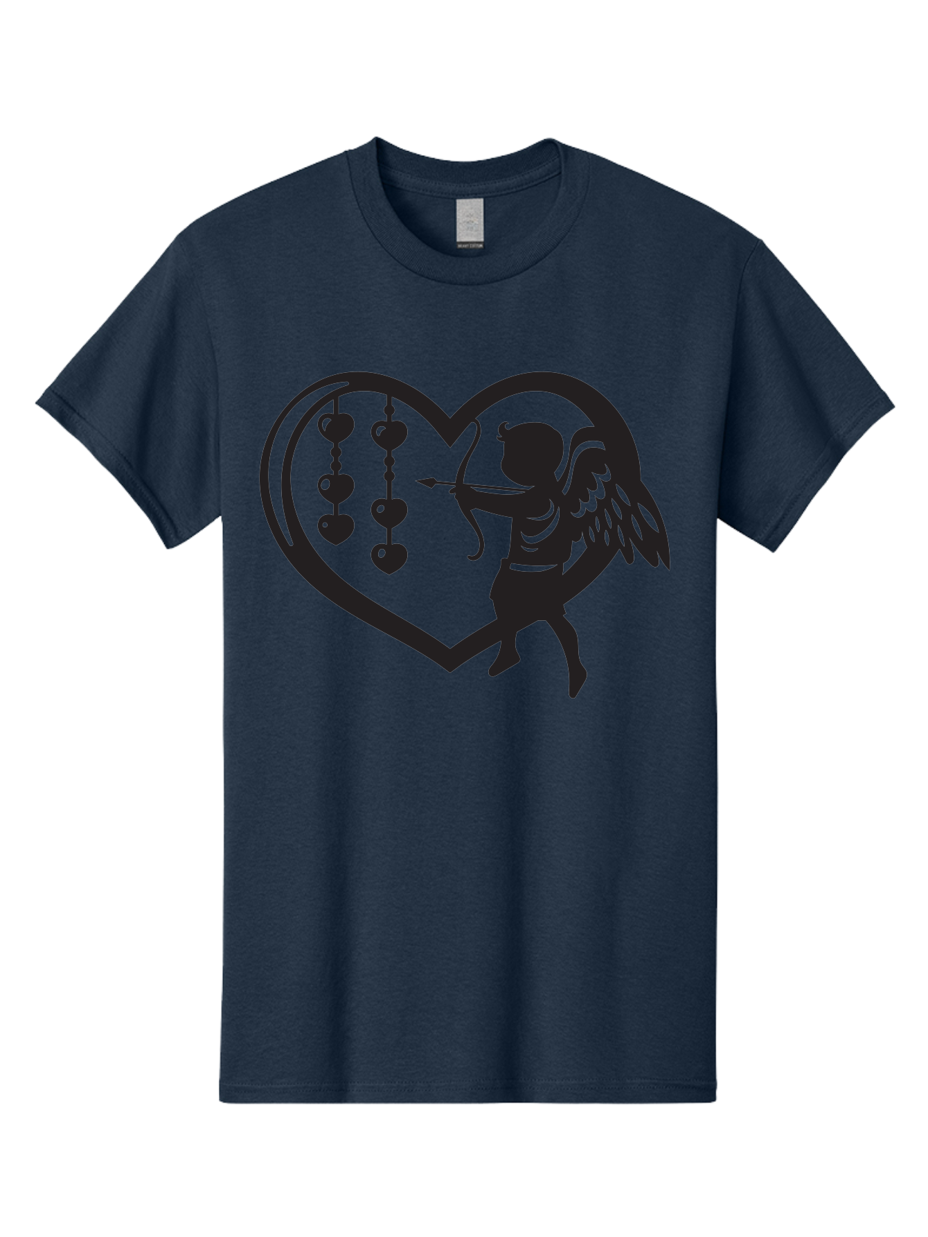 Cupid-With-Heart-Shaped-Necklace Men'S Graphic Tee, 100% Cotton, Comfortable Casual Summer Wear, Machine Washable, Cupid Shooting Arrow, Heart-Shaped Frame, Love Symbol, Valentine'S Day Theme, Romantic Gesture, Heart Beads, Winged Cherub Aab266 19