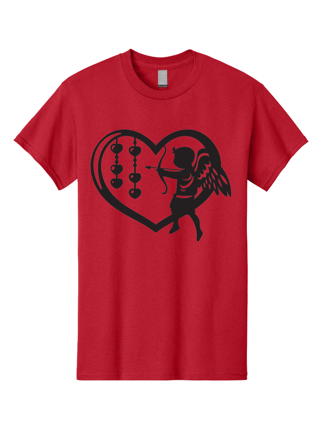 Cupid-With-Heart-Shaped-Necklace Men'S Graphic Tee, 100% Cotton, Comfortable Casual Summer Wear, Machine Washable, Cupid Shooting Arrow, Heart-Shaped Frame, Love Symbol, Valentine'S Day Theme, Romantic Gesture, Heart Beads, Winged Cherub Aab266 23