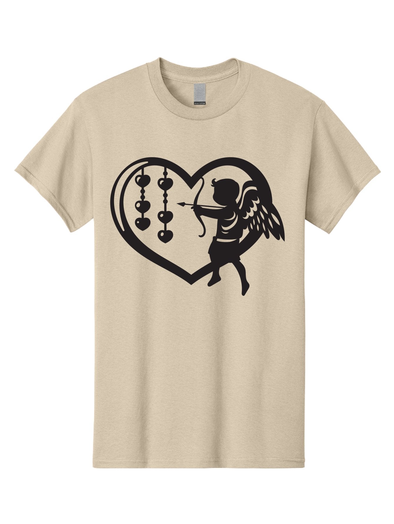 Cupid-With-Heart-Shaped-Necklace Men'S Graphic Tee, 100% Cotton, Comfortable Casual Summer Wear, Machine Washable, Cupid Shooting Arrow, Heart-Shaped Frame, Love Symbol, Valentine'S Day Theme, Romantic Gesture, Heart Beads, Winged Cherub Aab266 7