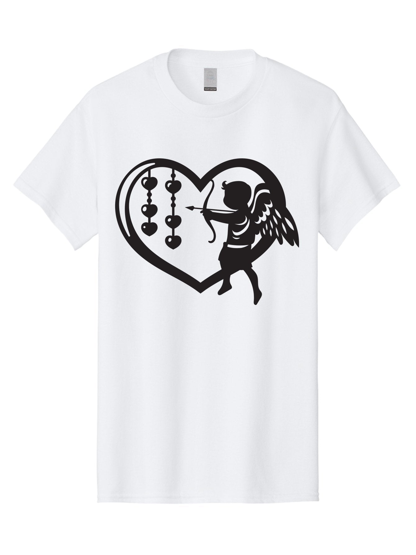 Cupid-With-Heart-Shaped-Necklace Men'S Graphic Tee, 100% Cotton, Comfortable Casual Summer Wear, Machine Washable, Cupid Shooting Arrow, Heart-Shaped Frame, Love Symbol, Valentine'S Day Theme, Romantic Gesture, Heart Beads, Winged Cherub Aab266 12