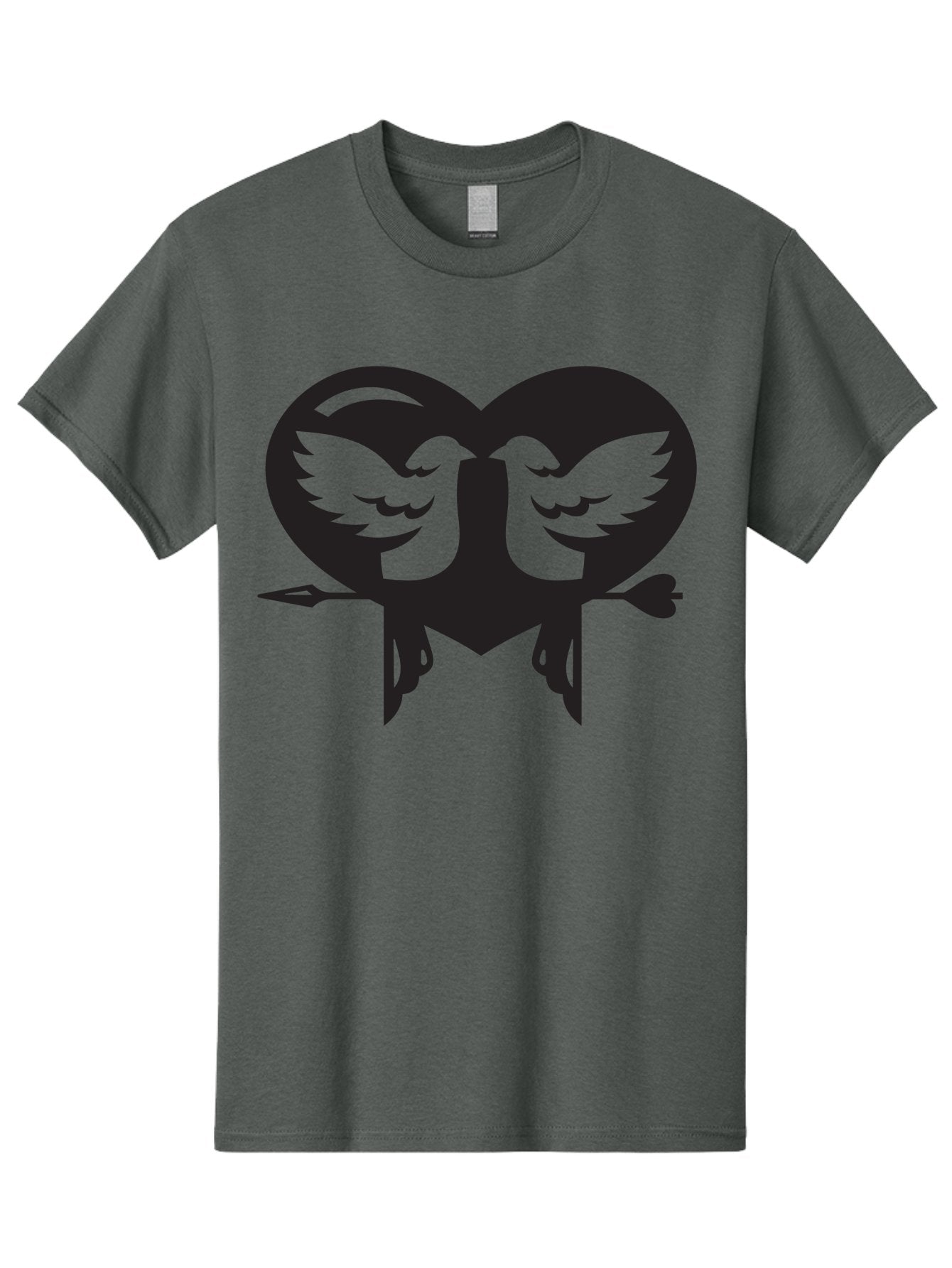 Cupid Men'S Graphic Tee, 100% Cotton, Comfortable Casual Summer Wear, Machine Washable, Heart Shape, Swallows Silhouette, Doves, Birds In Love, Arrow Through Heart, Love Symbol, Romantic Gesture, Tender Moment, Heartwarming Scene, Bird Art, Aab267 14