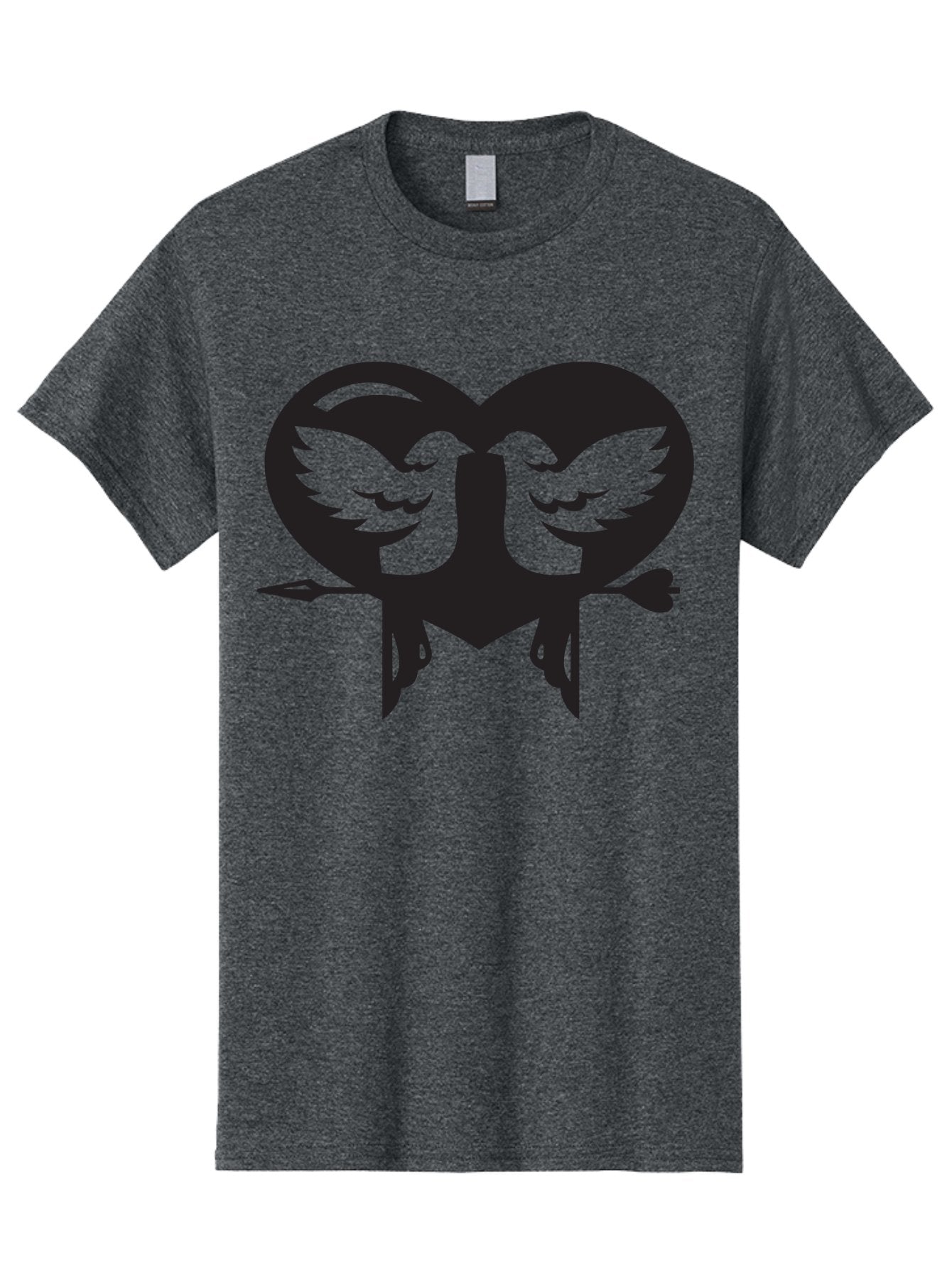 Cupid Men'S Graphic Tee, 100% Cotton, Comfortable Casual Summer Wear, Machine Washable, Heart Shape, Swallows Silhouette, Doves, Birds In Love, Arrow Through Heart, Love Symbol, Romantic Gesture, Tender Moment, Heartwarming Scene, Bird Art, Aab267 8
