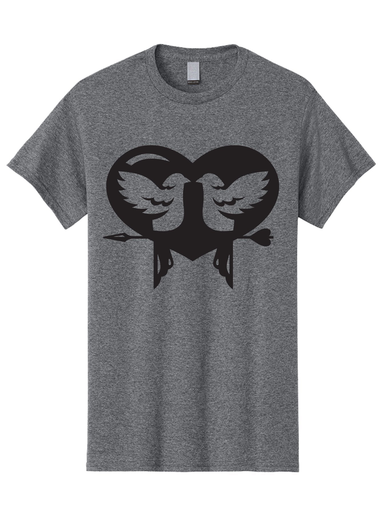 Cupid Men'S Graphic Tee, 100% Cotton, Comfortable Casual Summer Wear, Machine Washable, Heart Shape, Swallows Silhouette, Doves, Birds In Love, Arrow Through Heart, Love Symbol, Romantic Gesture, Tender Moment, Heartwarming Scene, Bird Art, Aab267 9