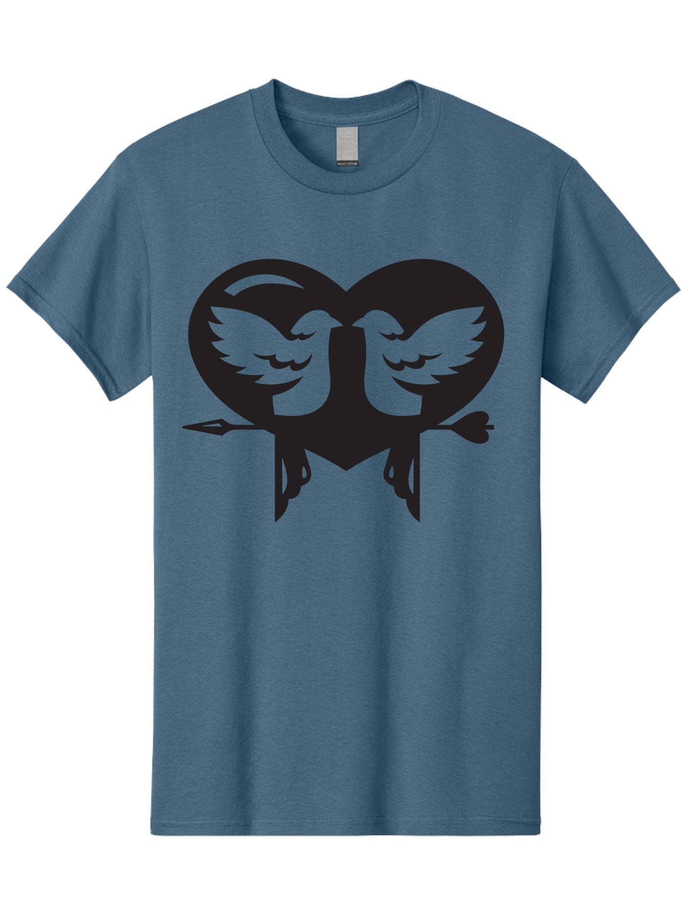 Cupid Men'S Graphic Tee, 100% Cotton, Comfortable Casual Summer Wear, Machine Washable, Heart Shape, Swallows Silhouette, Doves, Birds In Love, Arrow Through Heart, Love Symbol, Romantic Gesture, Tender Moment, Heartwarming Scene, Bird Art, Aab267