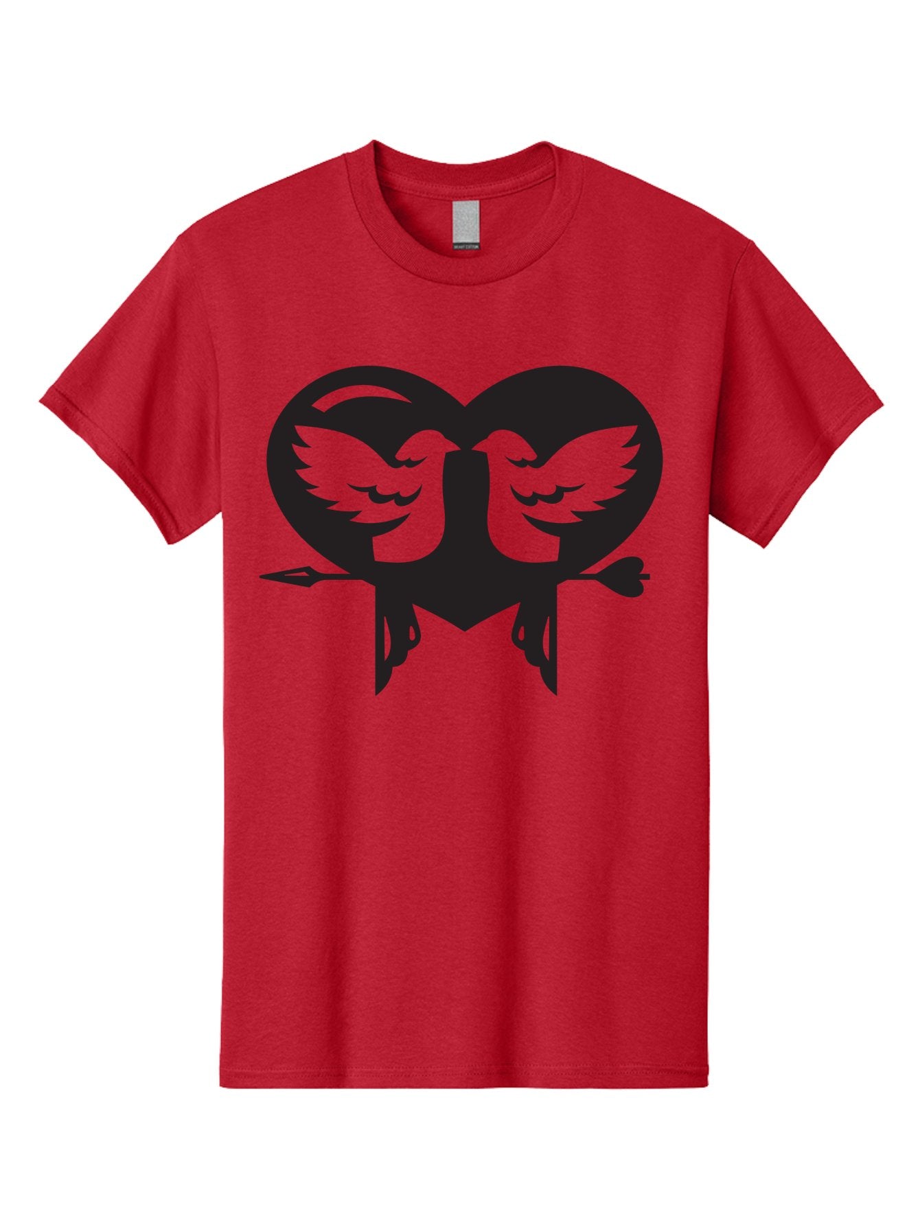 Cupid Men'S Graphic Tee, 100% Cotton, Comfortable Casual Summer Wear, Machine Washable, Heart Shape, Swallows Silhouette, Doves, Birds In Love, Arrow Through Heart, Love Symbol, Romantic Gesture, Tender Moment, Heartwarming Scene, Bird Art, Aab267 11